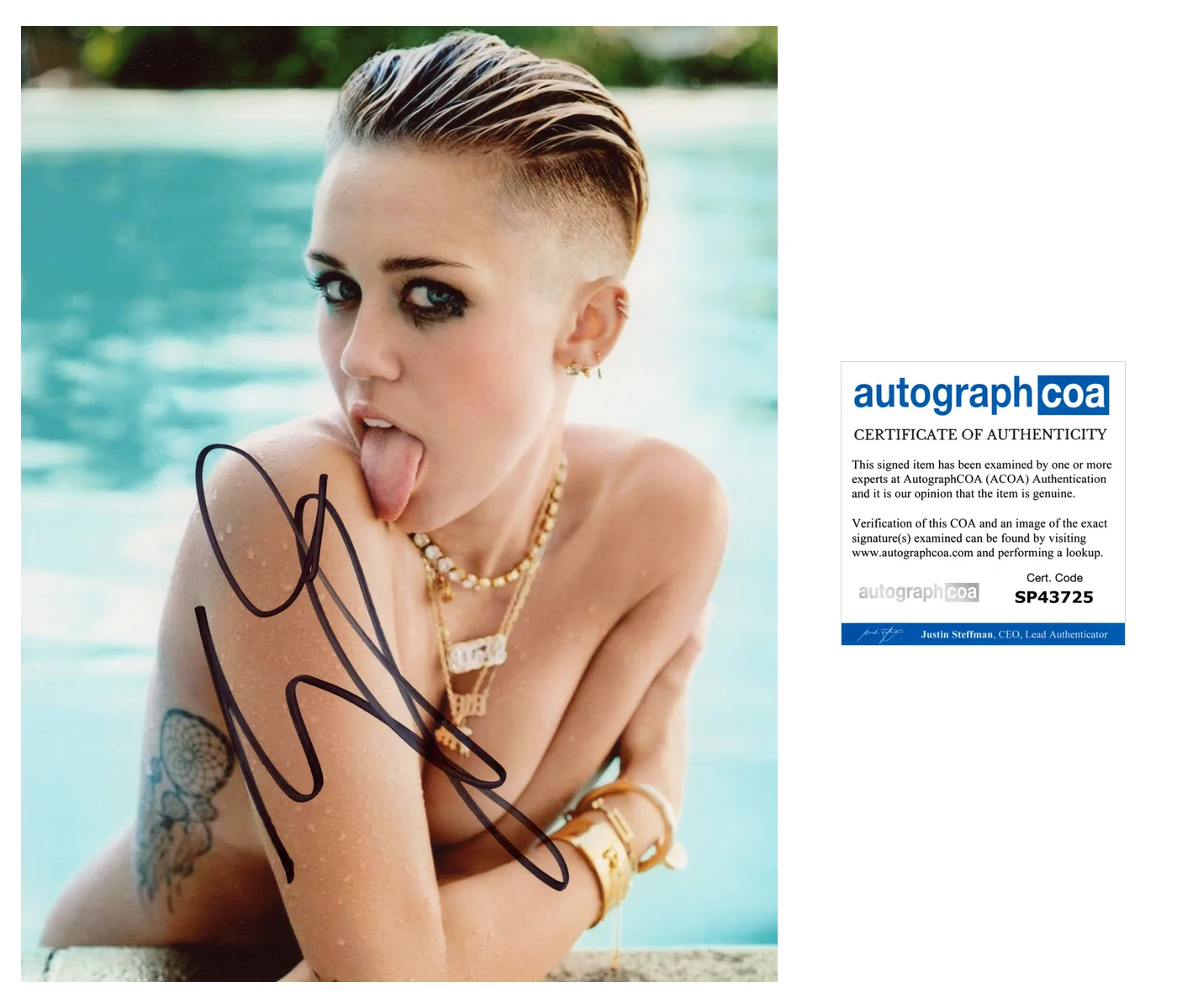 MILEY CYRUS SIGNED ROLLING STONE 8x10 PHOTO w/EXACT VIDEO PROOF & AUTOGRAPH COA, изображение 3