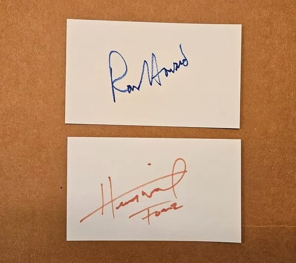 RON HOWARD and HENRY WINKLER — RON HOWARD SIGNED & HENRY WINKLER SIGNED 3x5 INDEX CARD AUTOGRAPH - HAPPY DAYS
