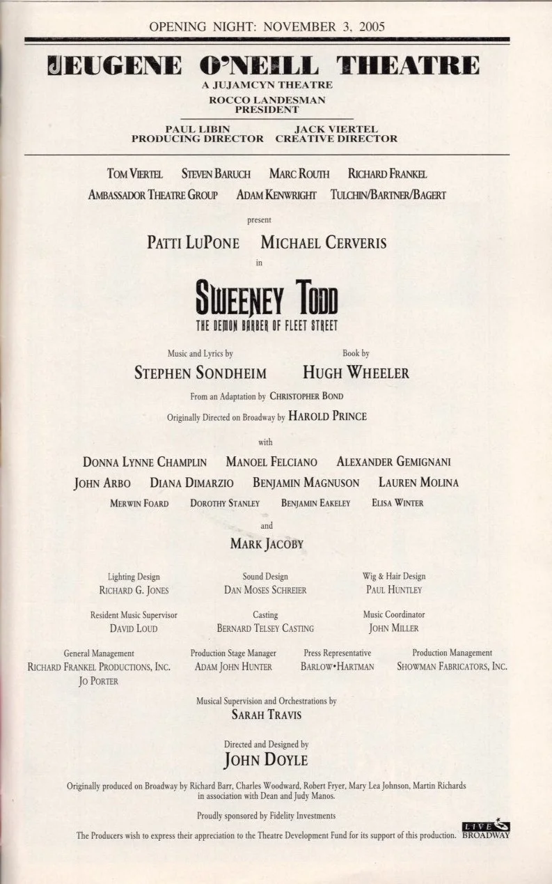 Cast — Sweeney Todd Signed Autographed Cast Playbill Patti LuPone +, image 2