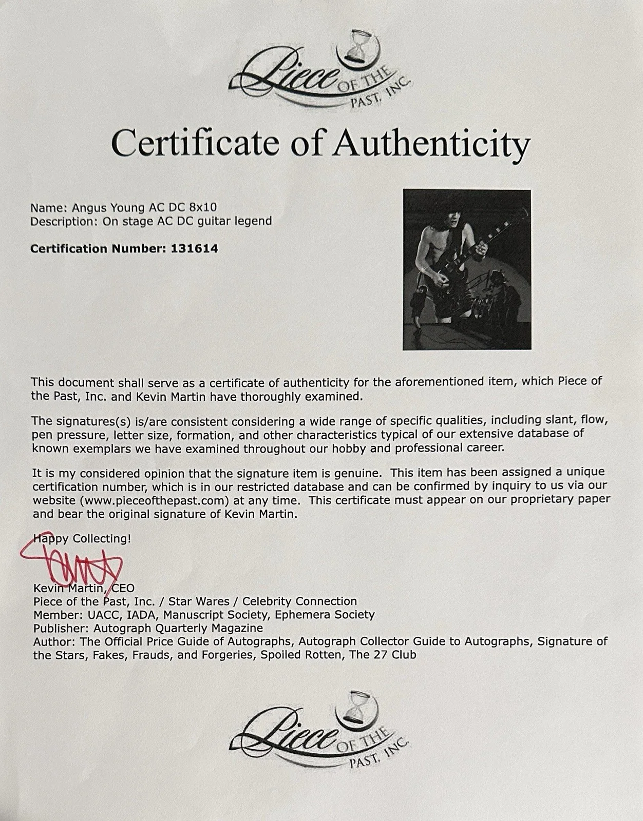 ANGUS YOUNG Signed Autographed 8x10 Photo..AC/DC Rock Legend..COA, image 2