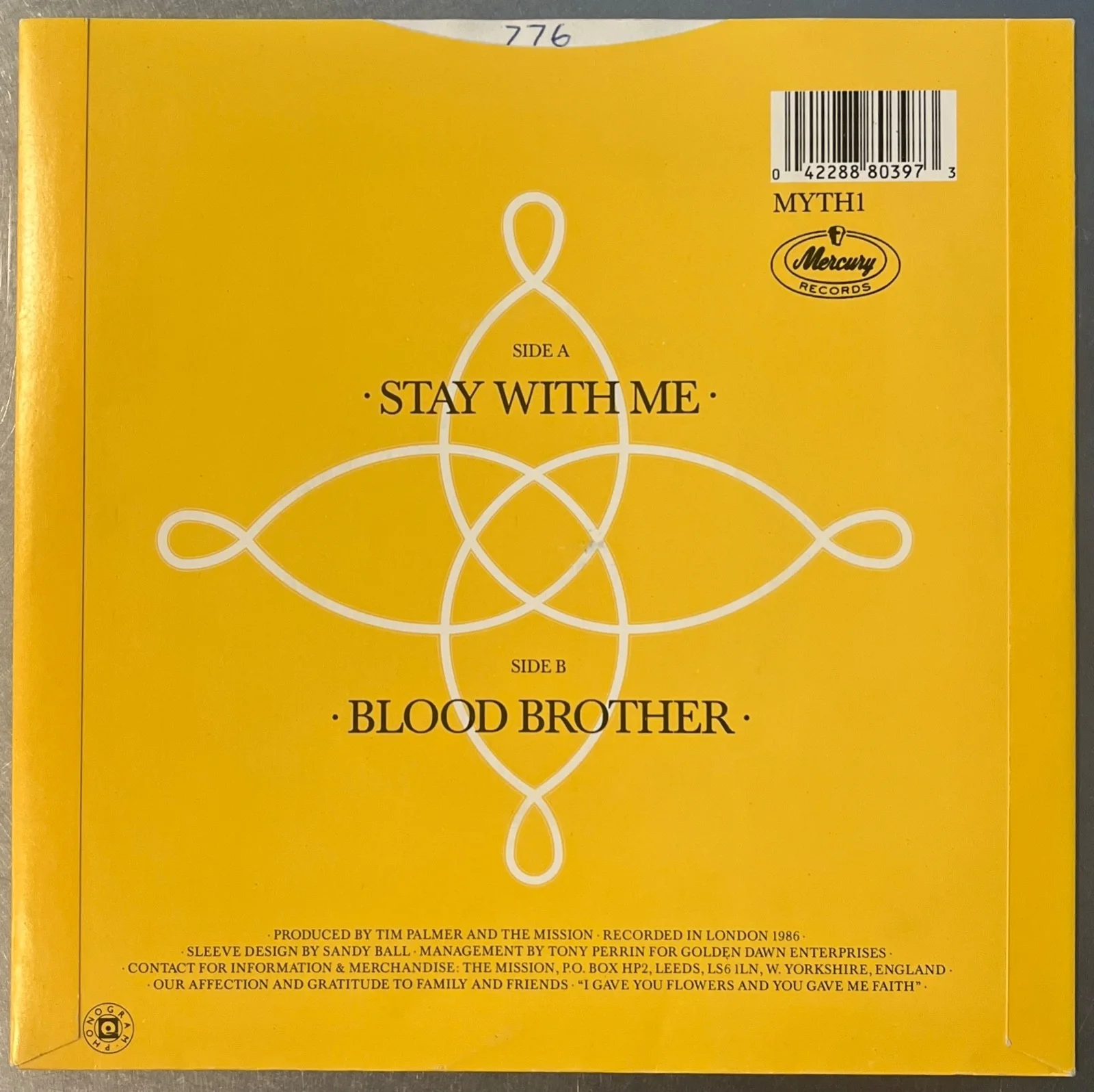 The Mission UK : signed III Stay autographed 7" vinyl ( God's Own Medicine Lp ), изображение 2