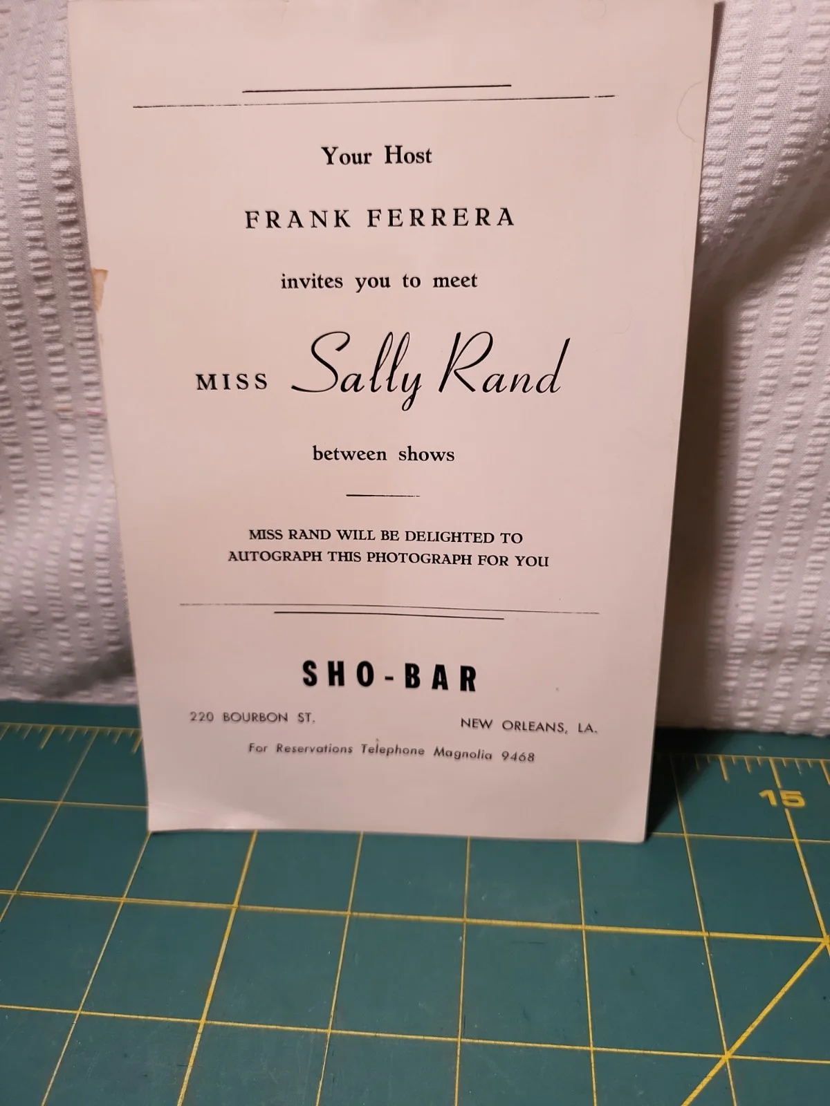 SALLY RAND — Sally Rand Autographed 5x7 Photo Card at Sho Bar New Orleans Night Club Vintage, изображение 5