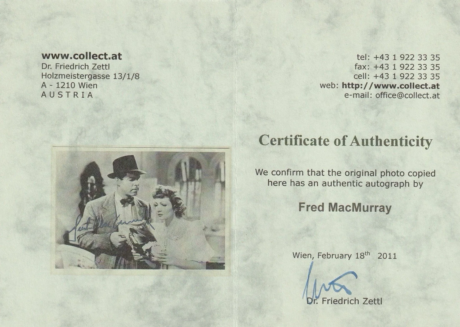Fred Macmurray Autographed Photo ￼, image 3