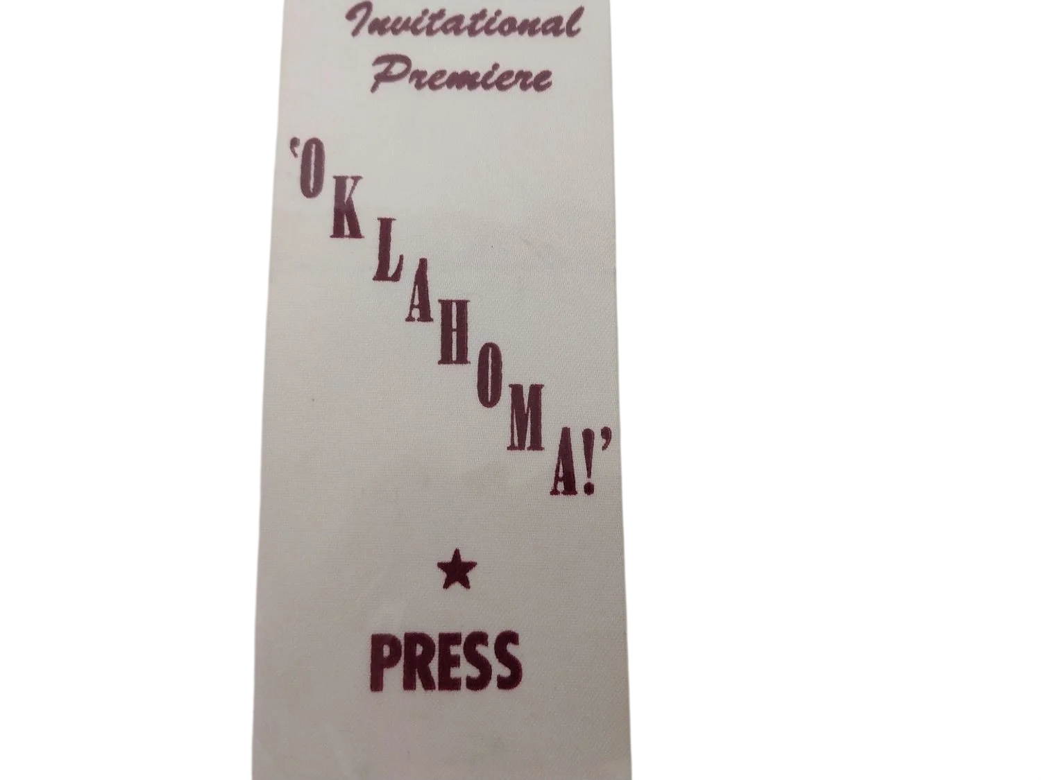Vintage Oklahoma! Hollywood Premiere Press Pass Ribbon (013), изображение 3