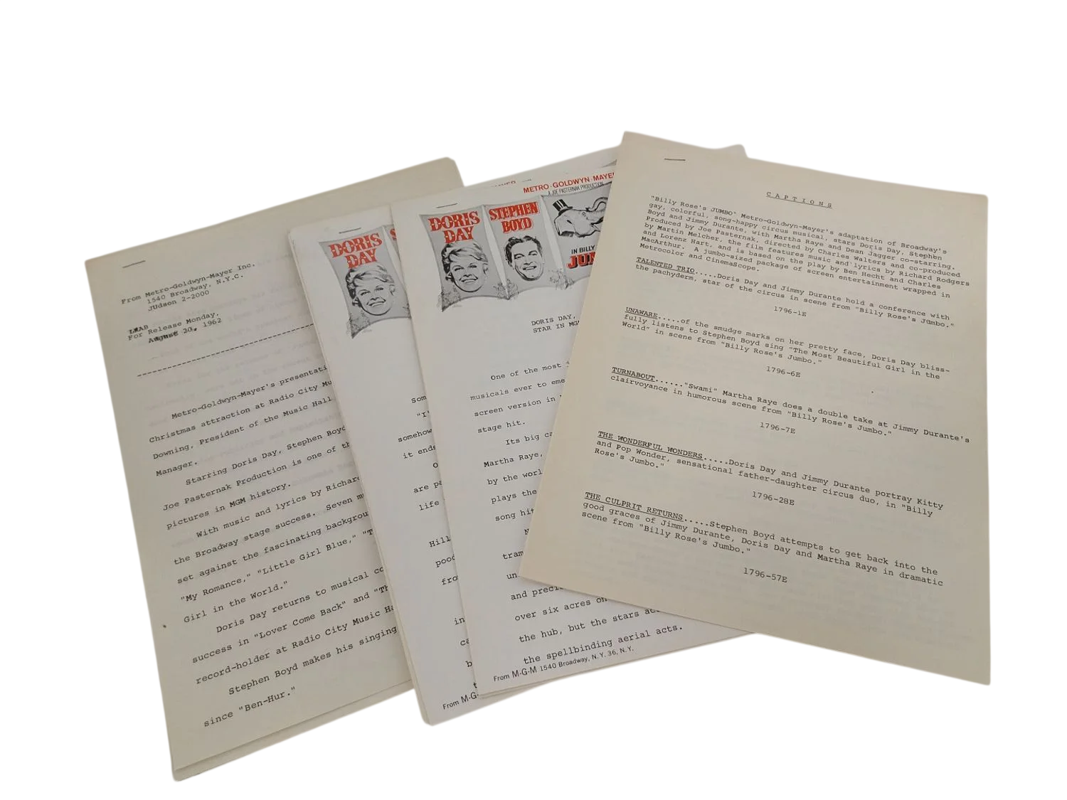 Doris Day Original 1962 MGM Jumbo Film Press Kit with Photos (012), изображение 3