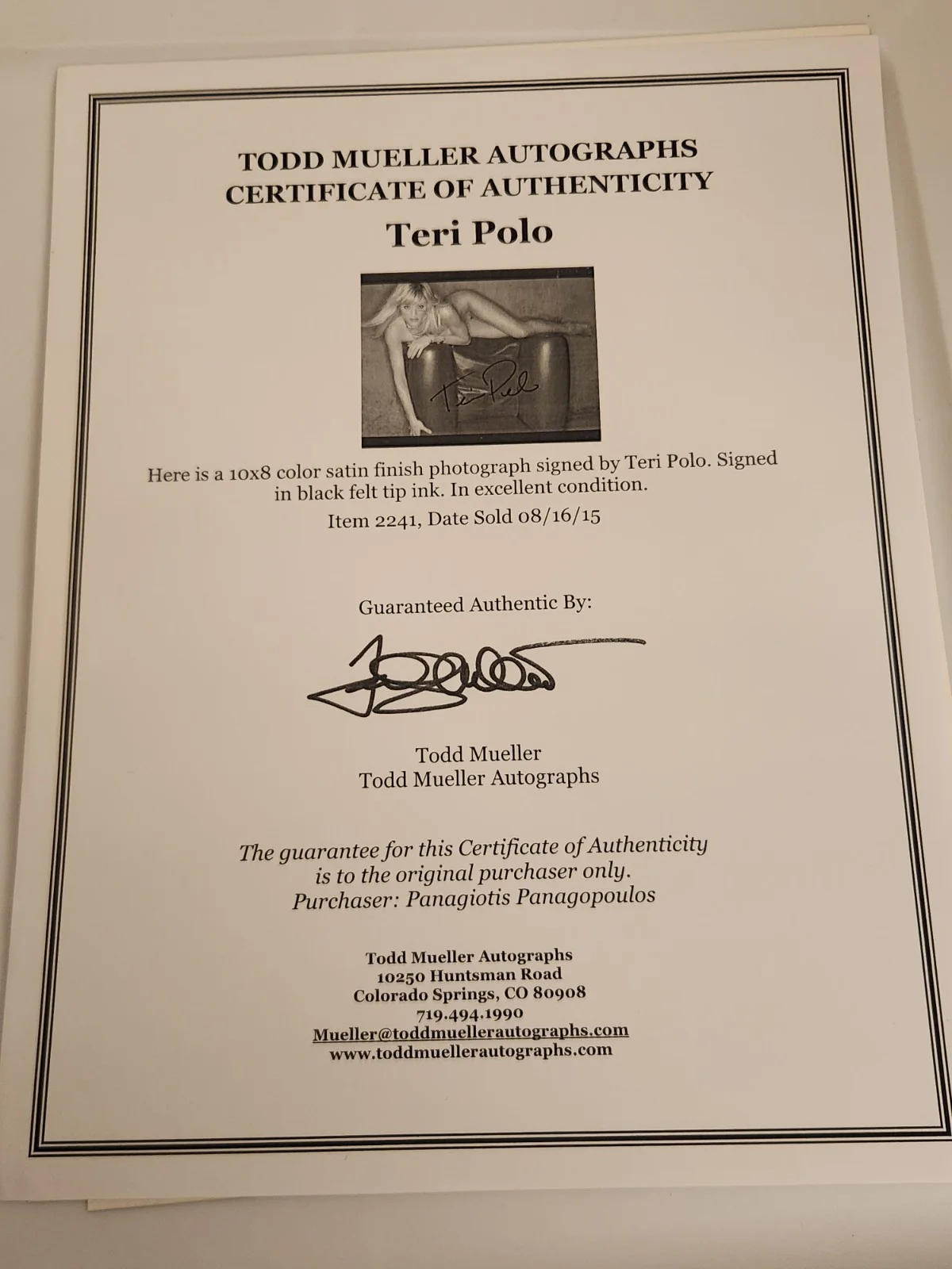 Teri Polo — Teri Polo Lot Of 2 Signed Autographed 8 X 10 Photos Certificate Of Authenticity, image 4