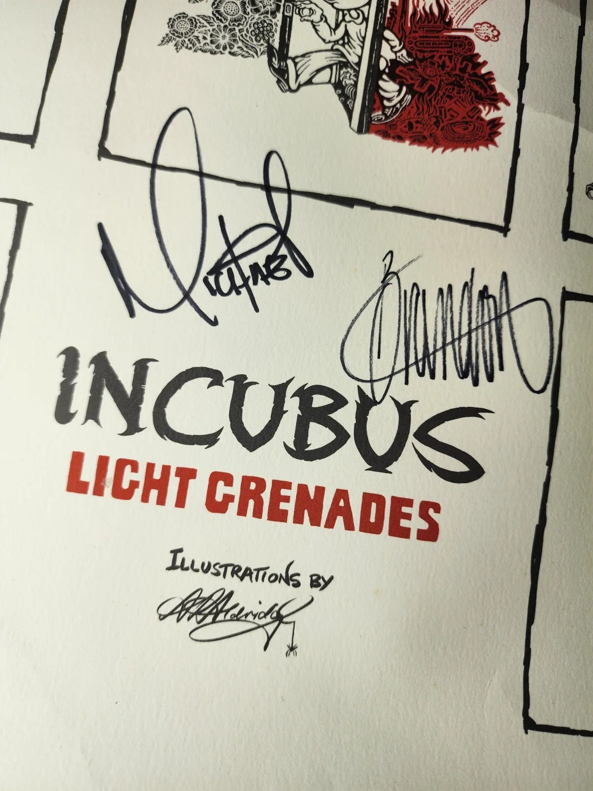 Incubus Light Grenades signed poster 2006 Alan Aldridge Boyd full band auto Rare, image 3