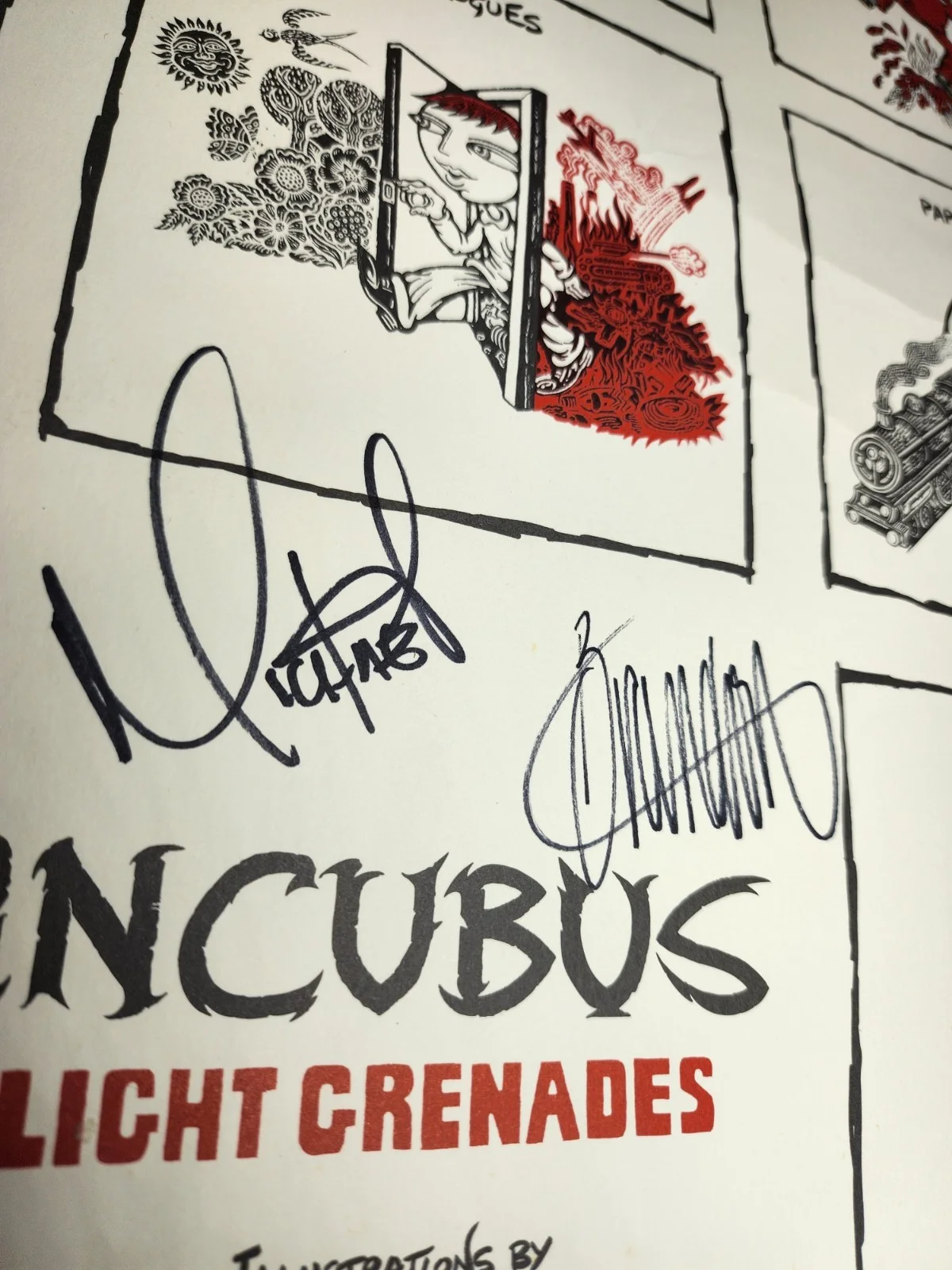 Incubus Light Grenades signed poster 2006 Alan Aldridge Boyd full band auto Rare, image 4