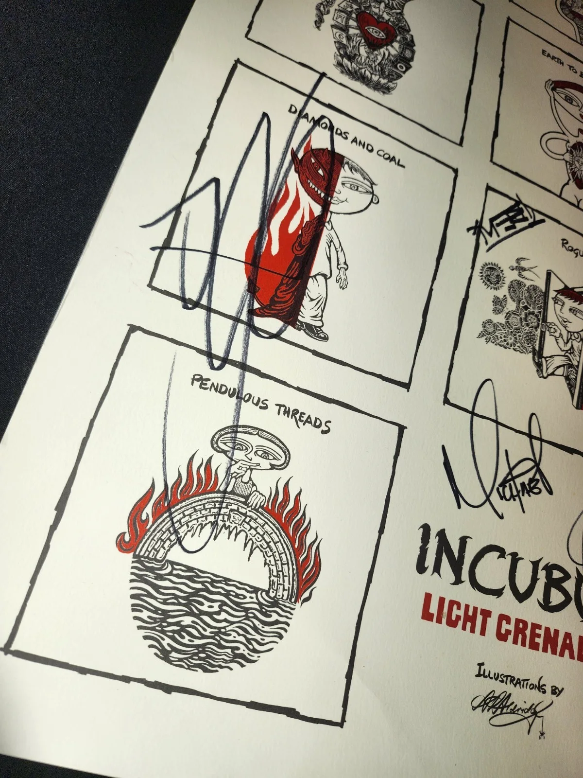 Incubus Light Grenades signed poster 2006 Alan Aldridge Boyd full band auto Rare, image 5