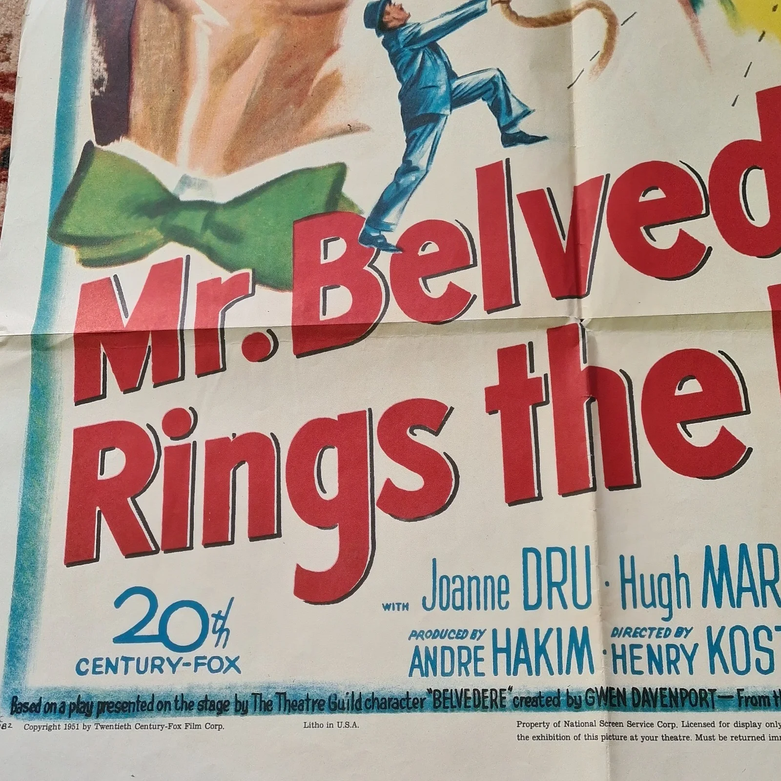 Mr Belvedere rings the Bell Original Classic Film Movie Poster 1951 40" x 27", изображение 3