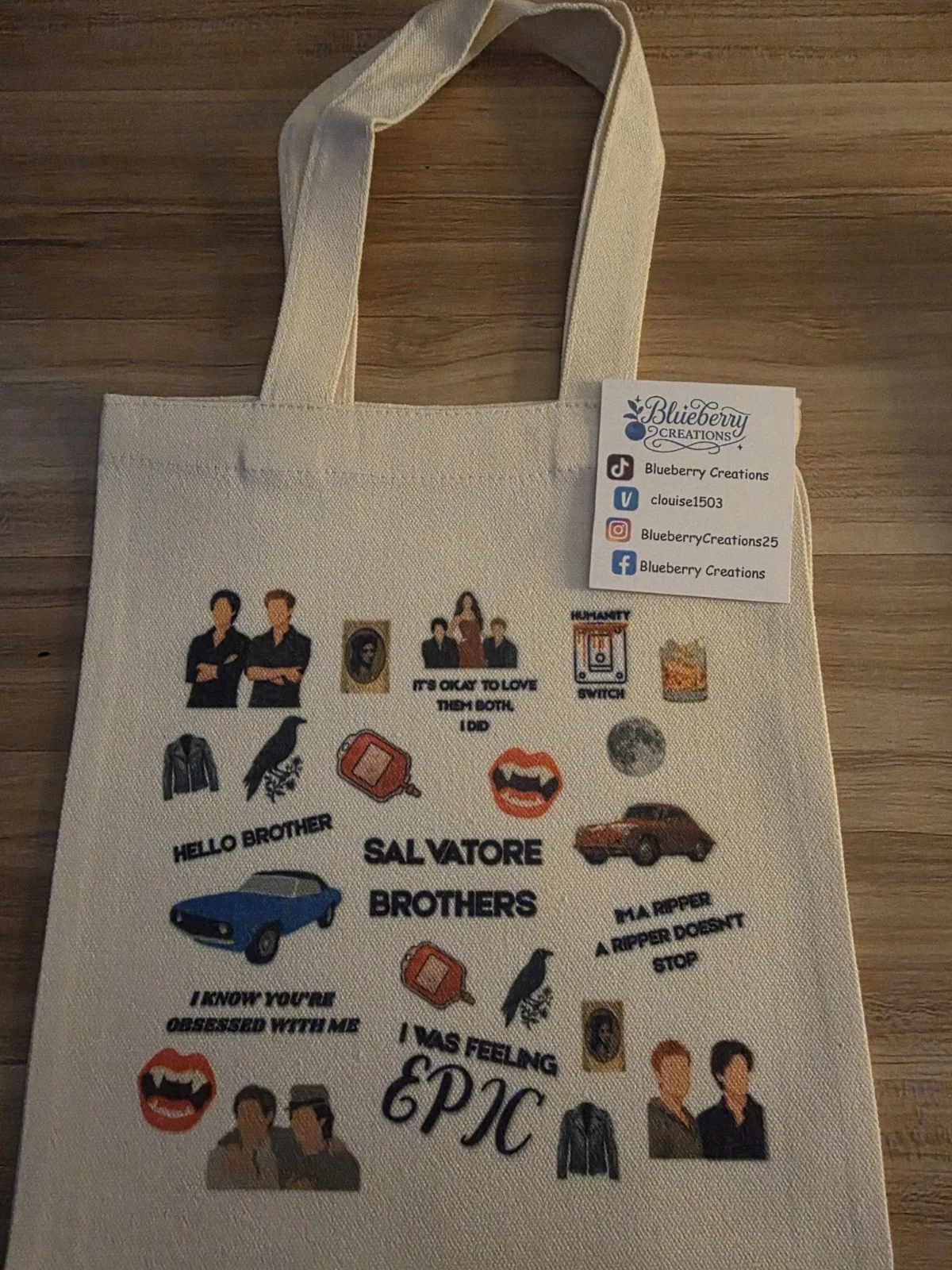 The Vampire Diariea Inspired Tote Bag Gift Tv Show Salvatore Vampires, изображение 3