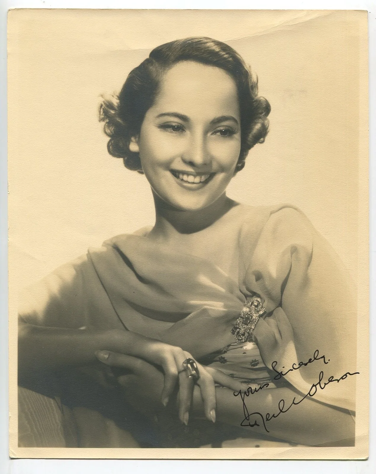 Merle Oberon — Merle Oberon Signed Double Weight Original Photo 1939 Portrait Wuthering Heights