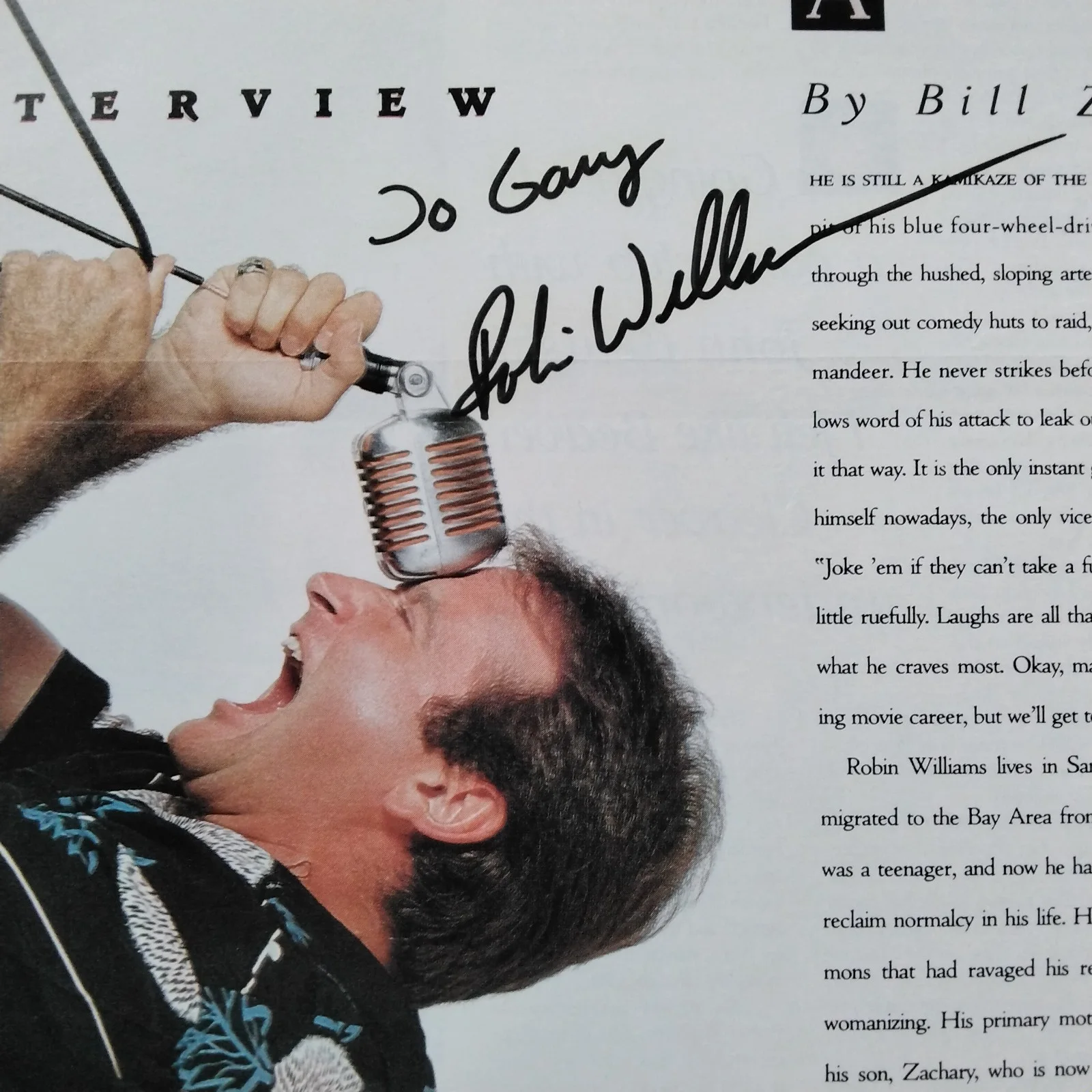 Robin Williams SIGNED 1988 Mag Page Movie TV Actor Mrs Doubtfire The Birdcaage, image 3