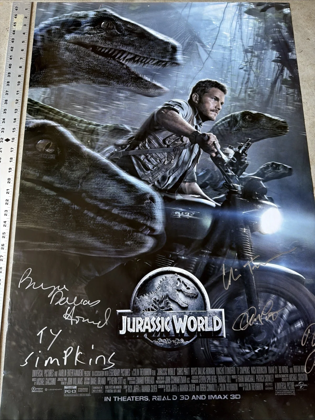 Chris Pratt — Jurassic World 27x40 Poster Signed By Bryce Dallas Howard , Chris Pratt And Cast