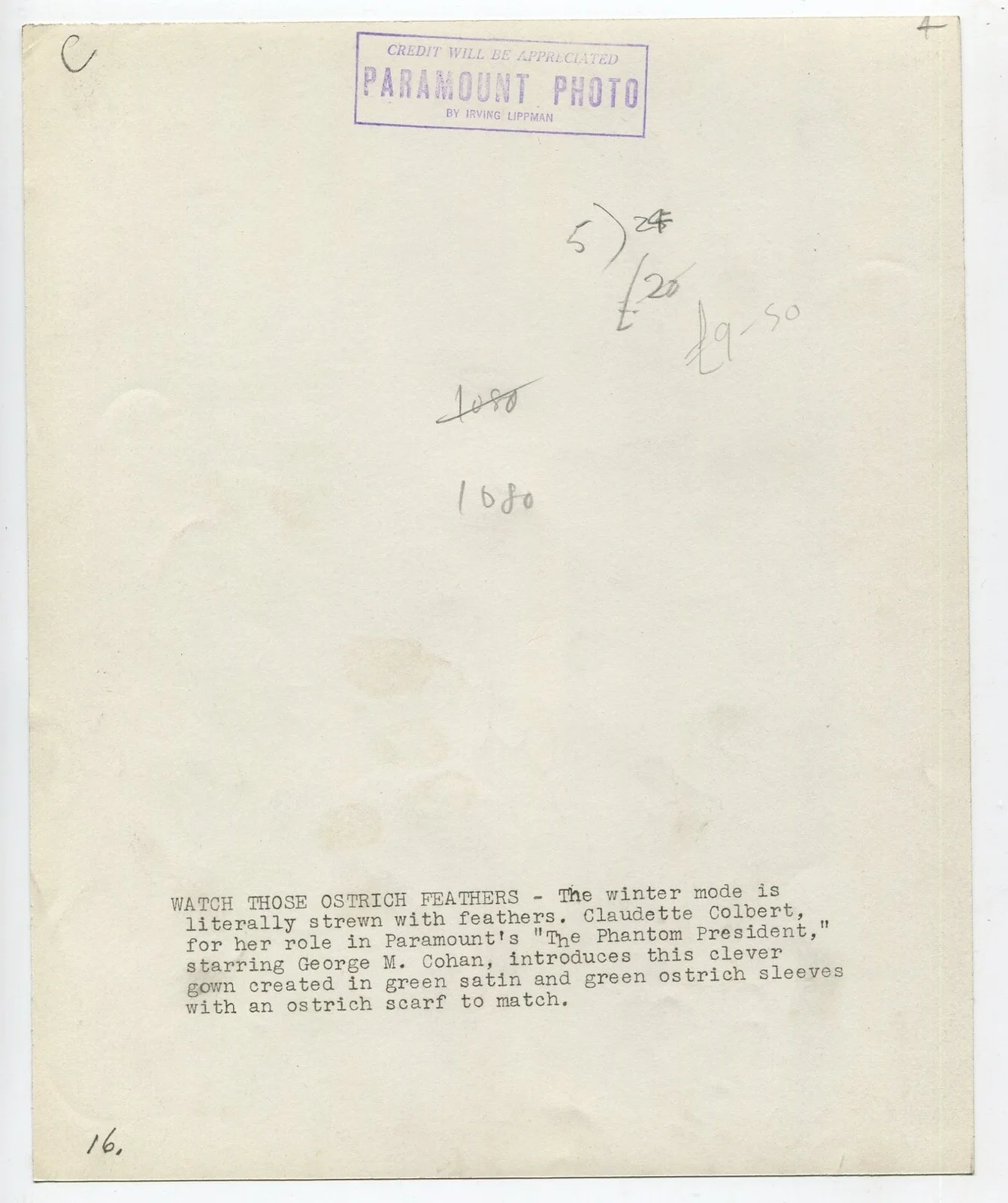 Claudette Colbert — Claudette Colbert Signed 1932 Irving Lippman Photo w/Stamp Sultry Portrait, image 2