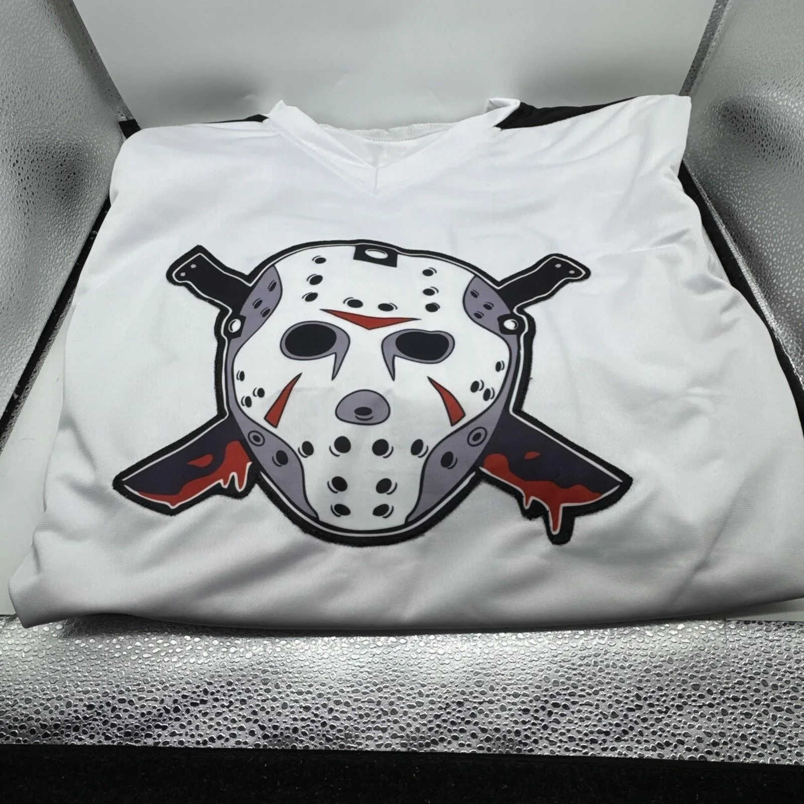 Ari Lehman — Ari Lehman Signed Friday 13 XL Jersey "JASON 1" & "F*** YOU FREDDY!" Beckett COA, изображение 2