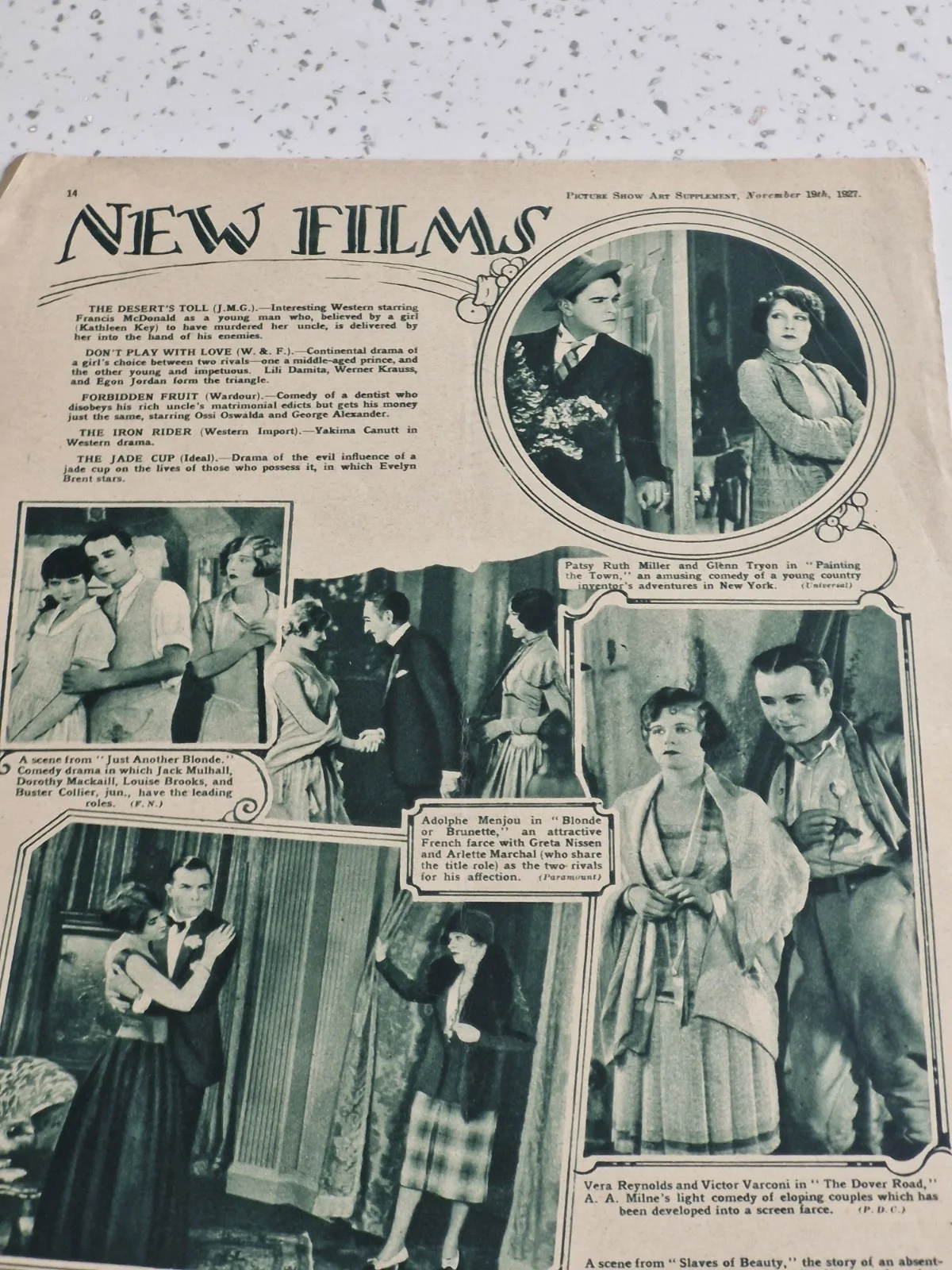 CENTREFOLD" GLORIA SWANSON ALSO FLASH THE DOG" 1927 PICTURE SHOW ART SUPPLEMENT, image 5