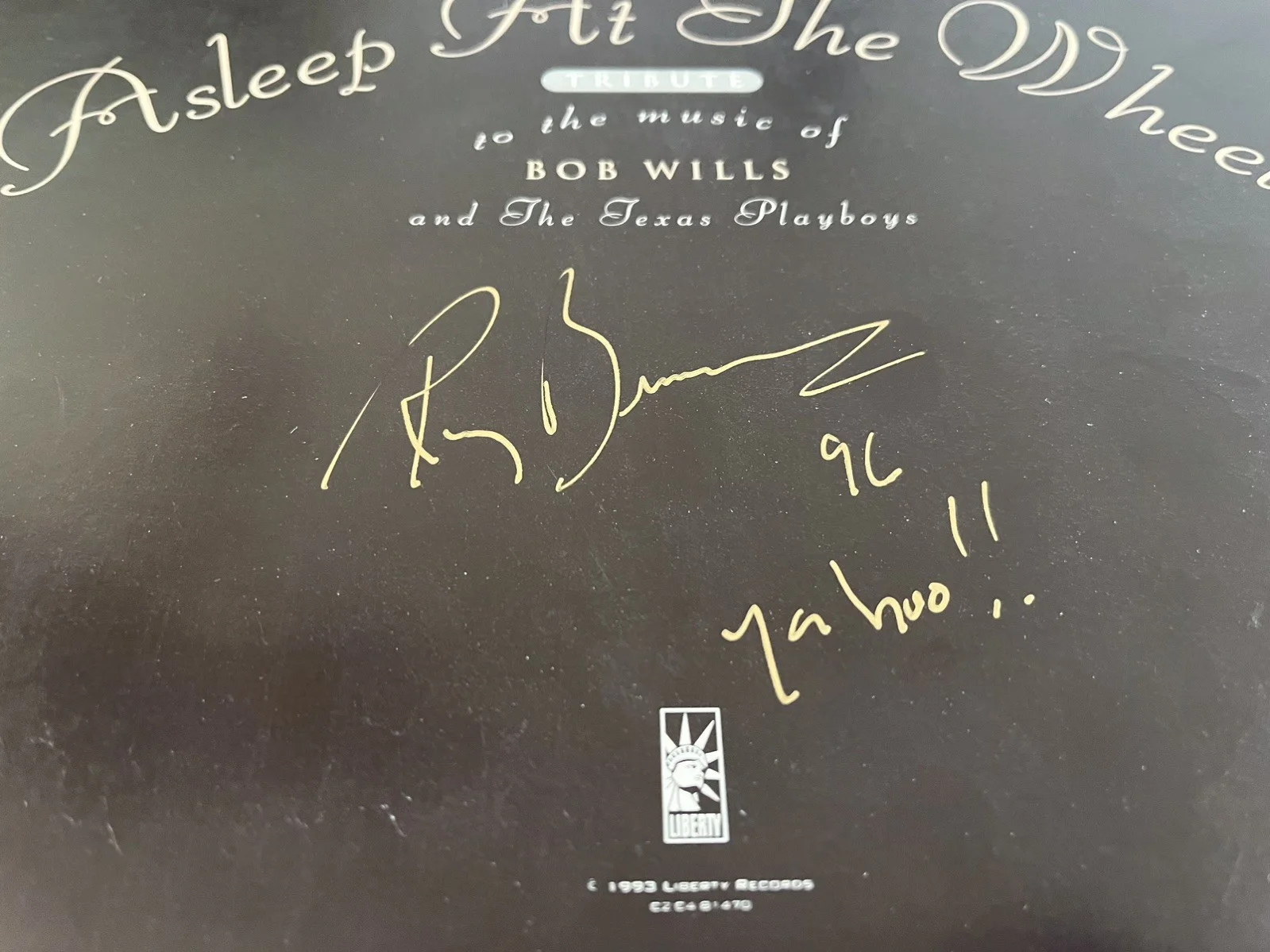 Asleep At The Wheel -Ray Benson Signed 12 x 12 promo flat Bob Wills tribute LP, image 2