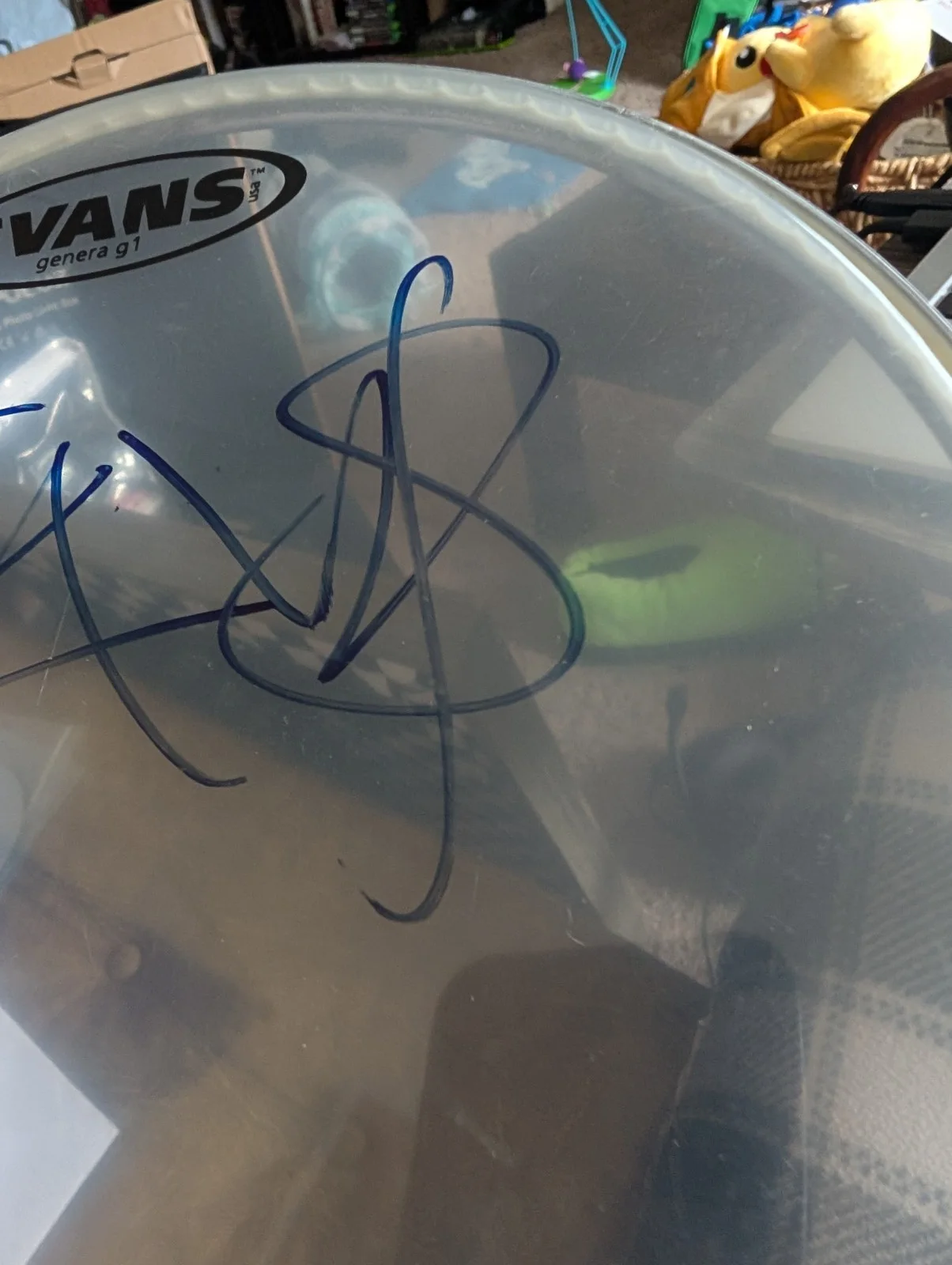 Blink 182 Travis Barker Signed Evans Genera G1 Drum Head, image 3