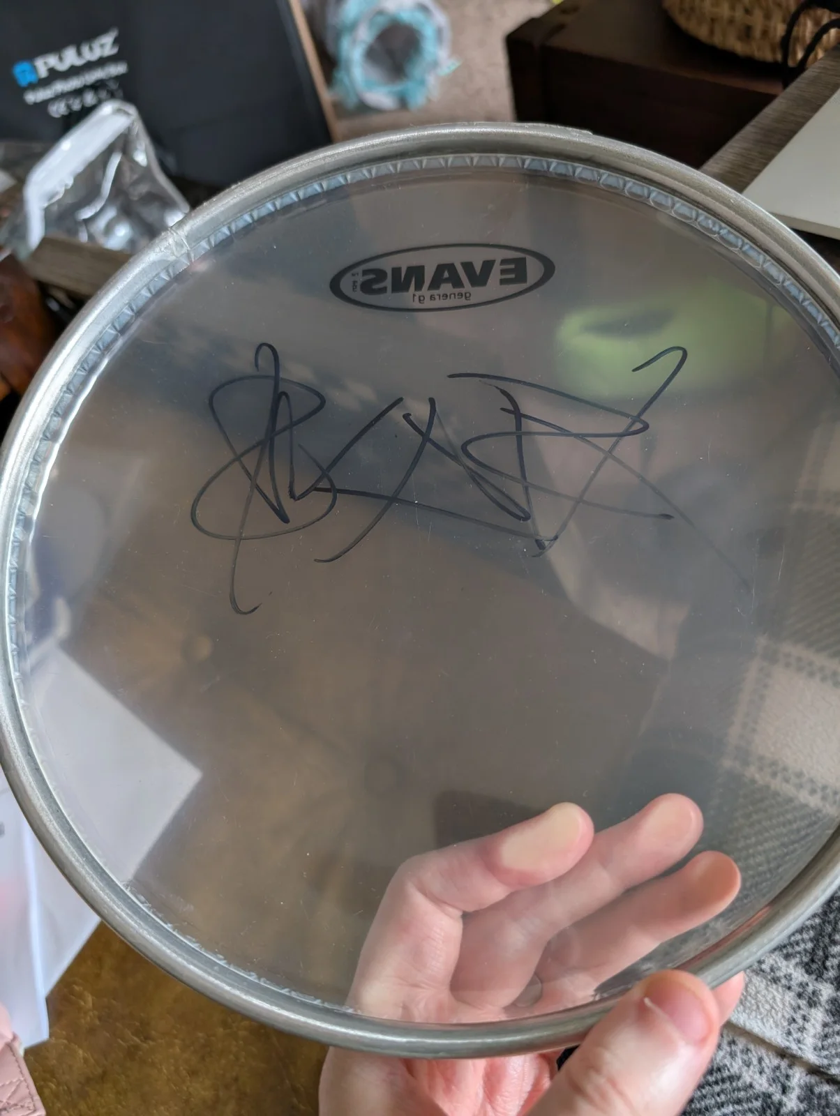 Blink 182 Travis Barker Signed Evans Genera G1 Drum Head, image 4