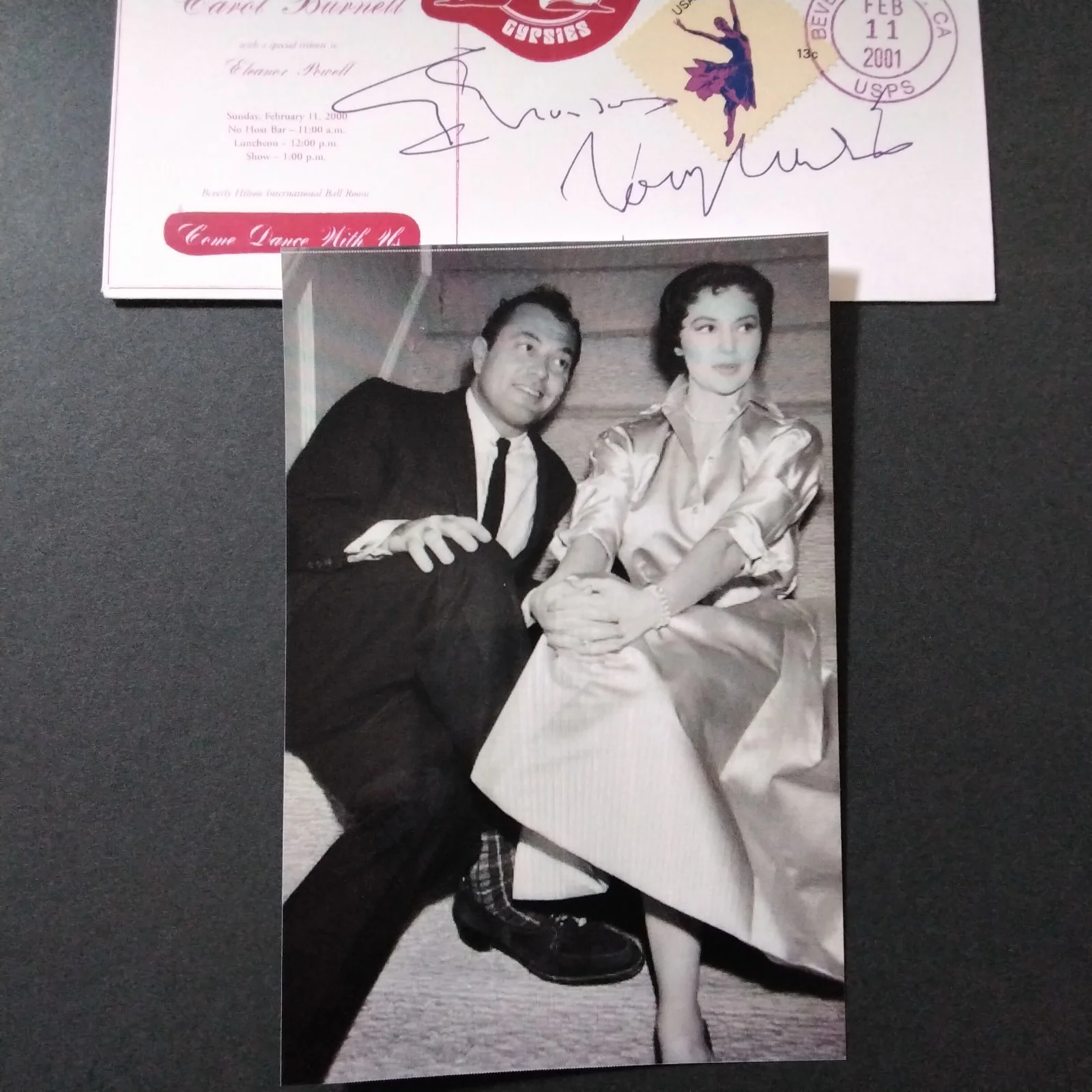 Cyd Charisse & Tony Martin SIGNED Envelope Photo Movie Actress Dancer Singer, изображение 2