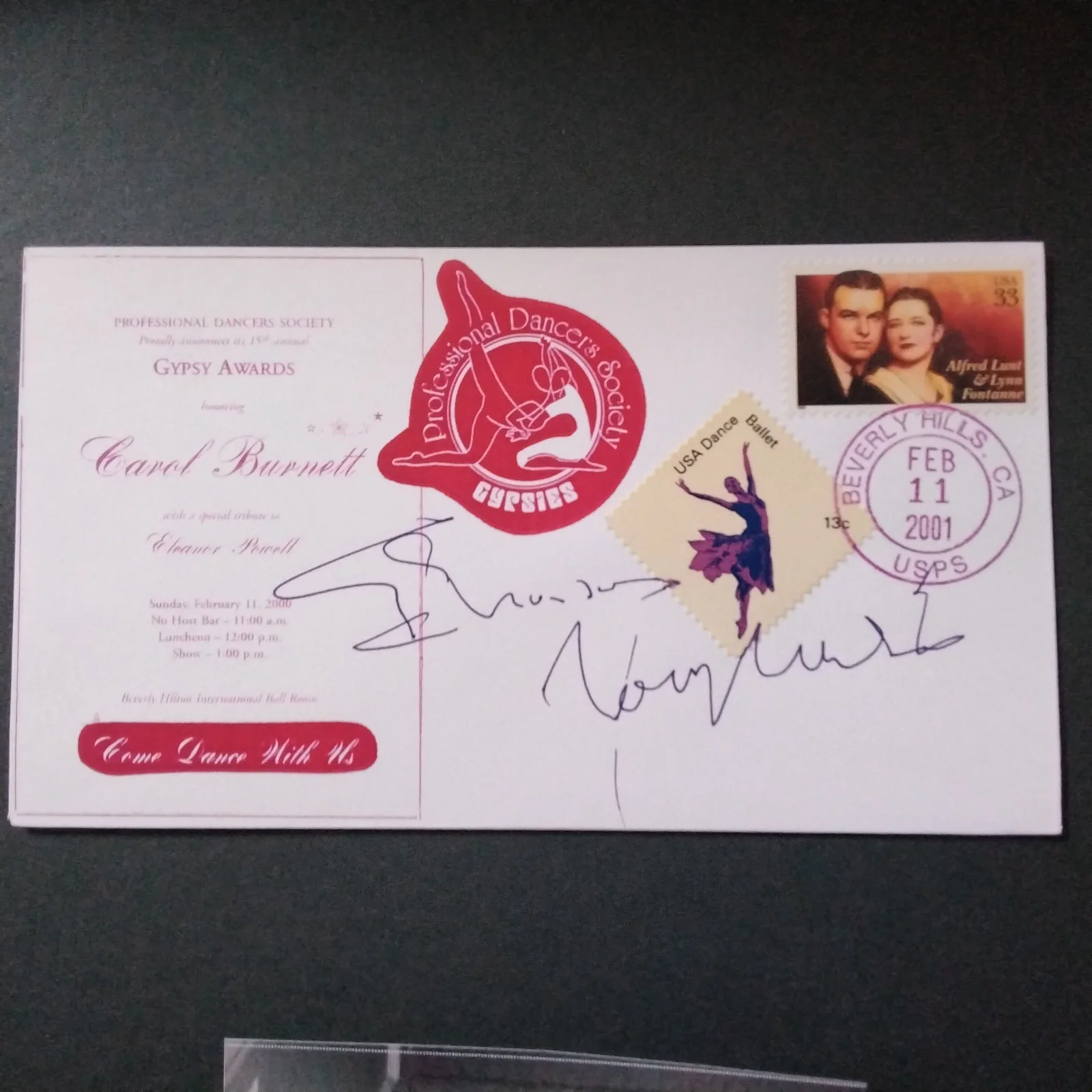 Cyd Charisse & Tony Martin SIGNED Envelope Photo Movie Actress Dancer Singer, изображение 4