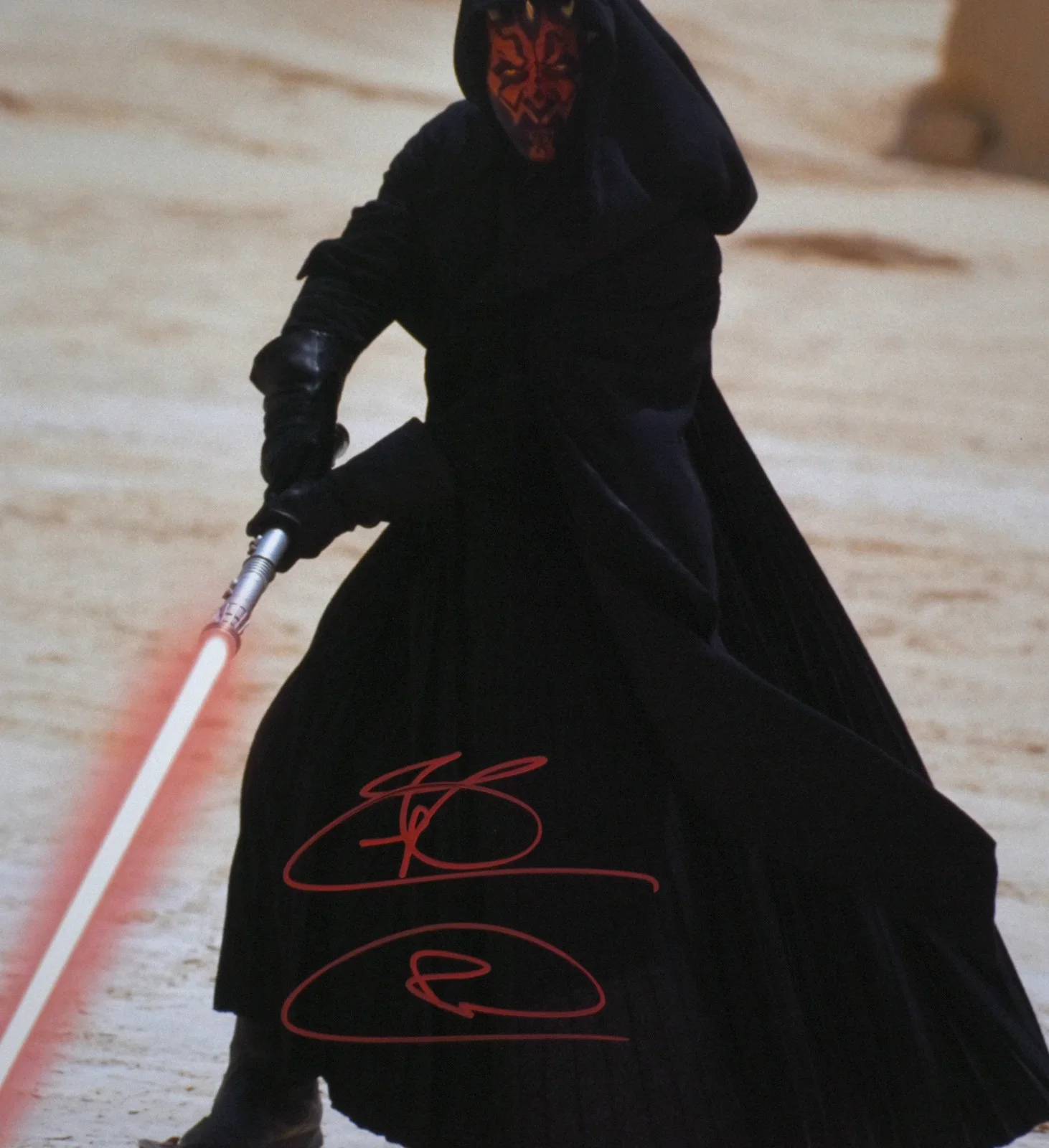 Ray Park — Ray Park Autographed 16x20 Darth Maul Lightsaber Photo- Beckett W Hologram *Red, изображение 2