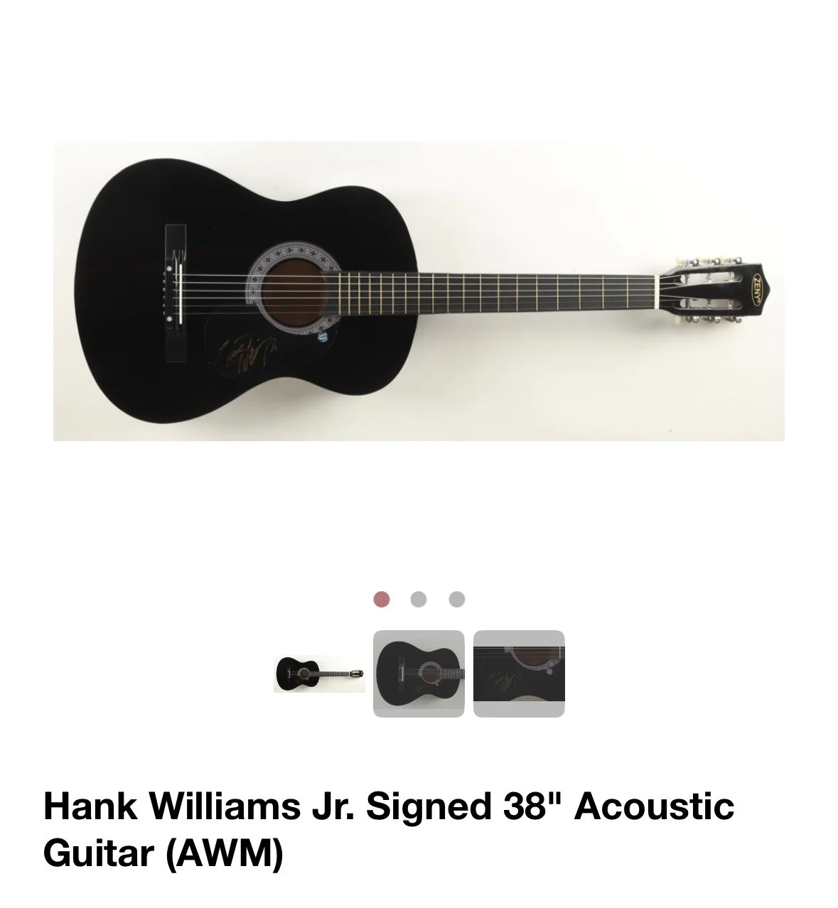 Hank Williams Jr. Signed 38” Acoustic Guitar (AWM Authentication), изображение 2