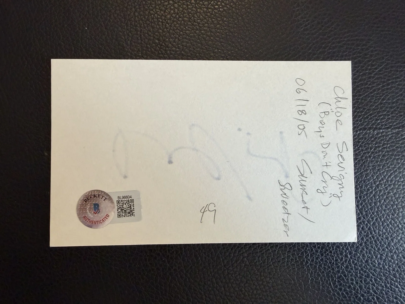 Chloe Sevigny Signed 3x5 Index Card BAS Beckett Authenticated Autograph, image 2