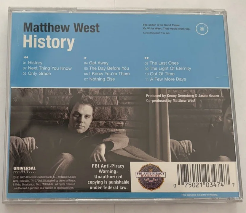 Matthew West History Signed Autographed CD 2005 Universal South Very Good, изображение 2