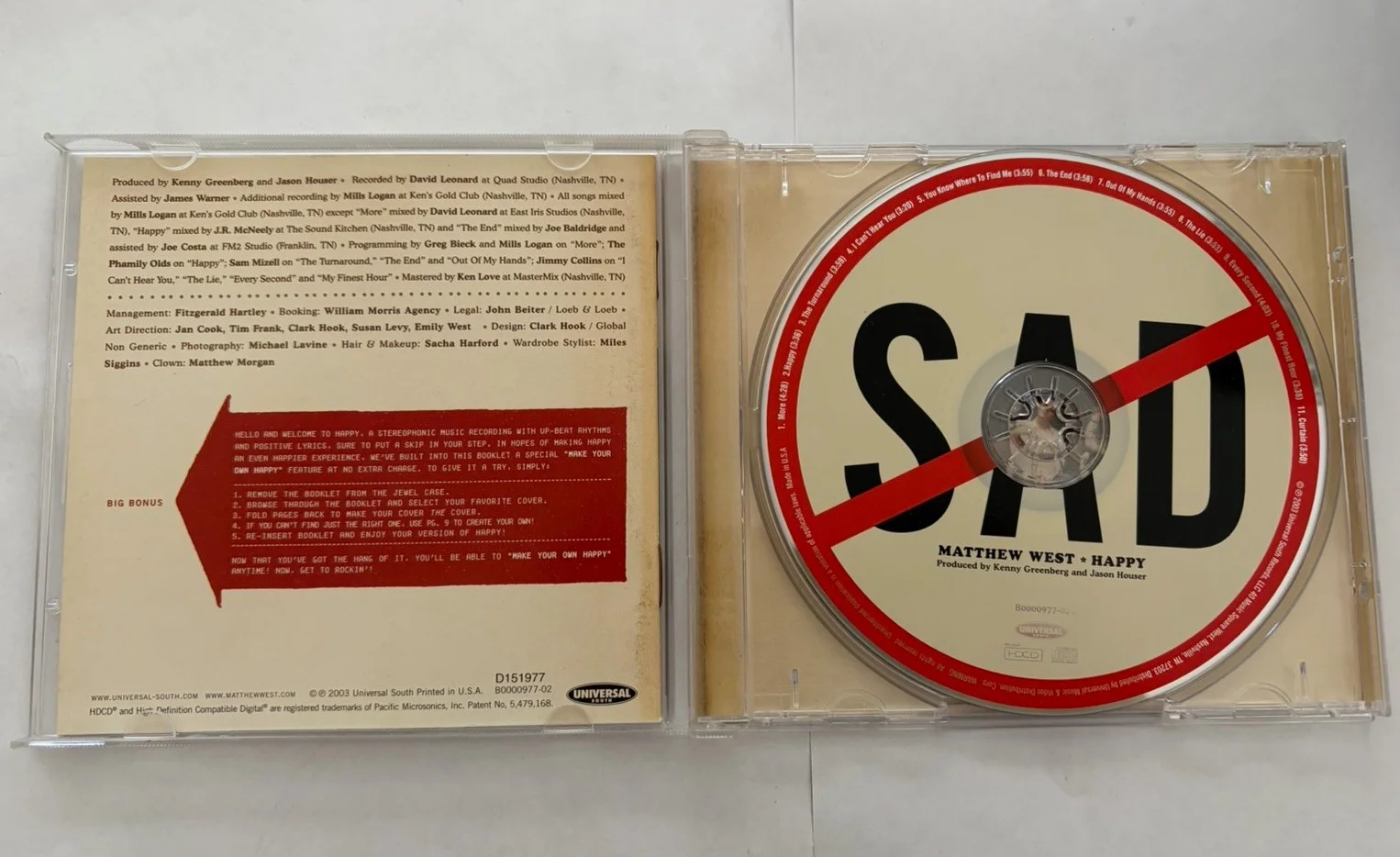 Matthew West Happy Signed Autographed CD 2003 Universal South Very Good, image 3