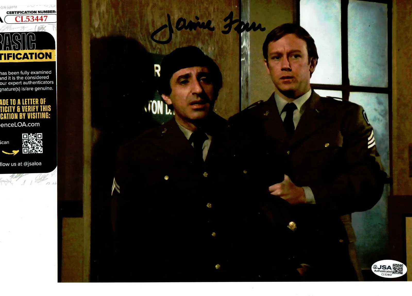 Jamie farr — Jamie Farr autographed 8x10 color MASH serious photo JSA Certified