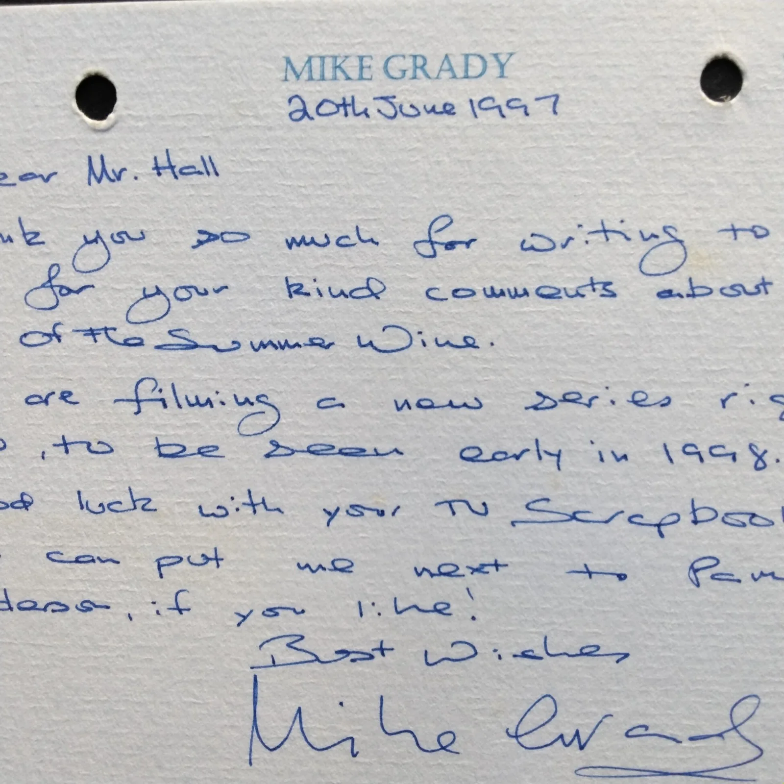 Mike Grady SIGNED 1997 Note Photo Movie TV Actor Pink Panther Sherlock Holmes, изображение 3