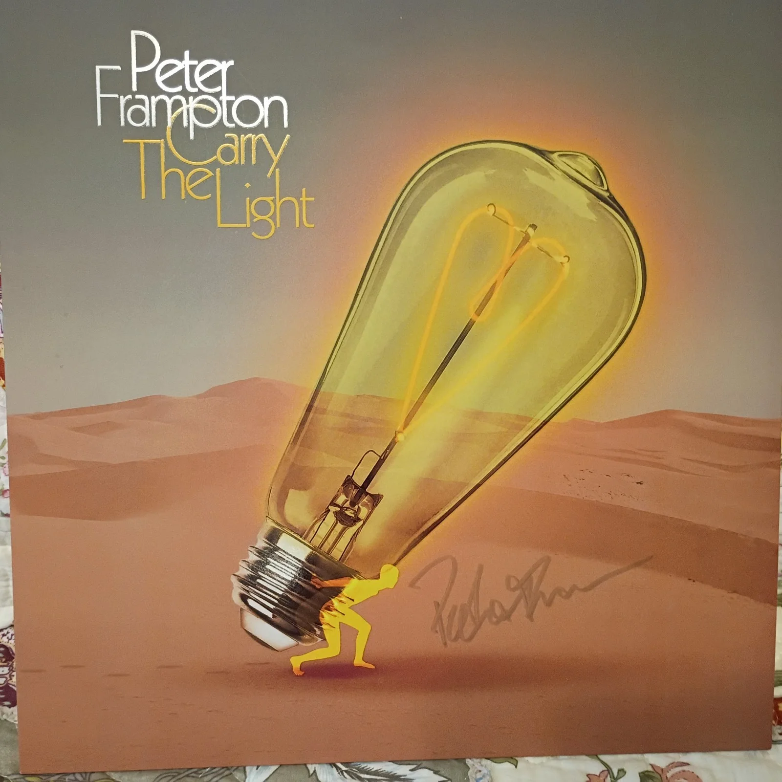 Peter Frampton Signed Carry The Light Yellow Vinyl, image 2