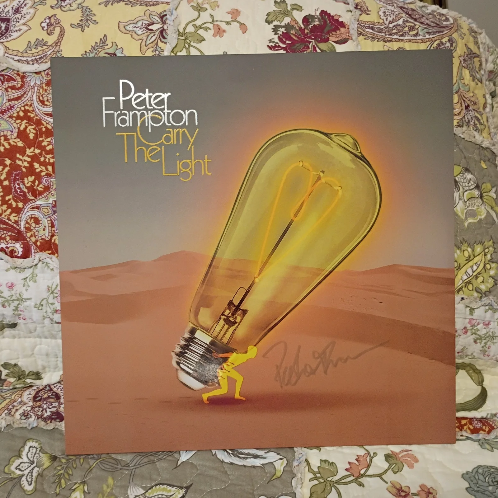 Peter Frampton Signed Carry The Light Yellow Vinyl, image 3