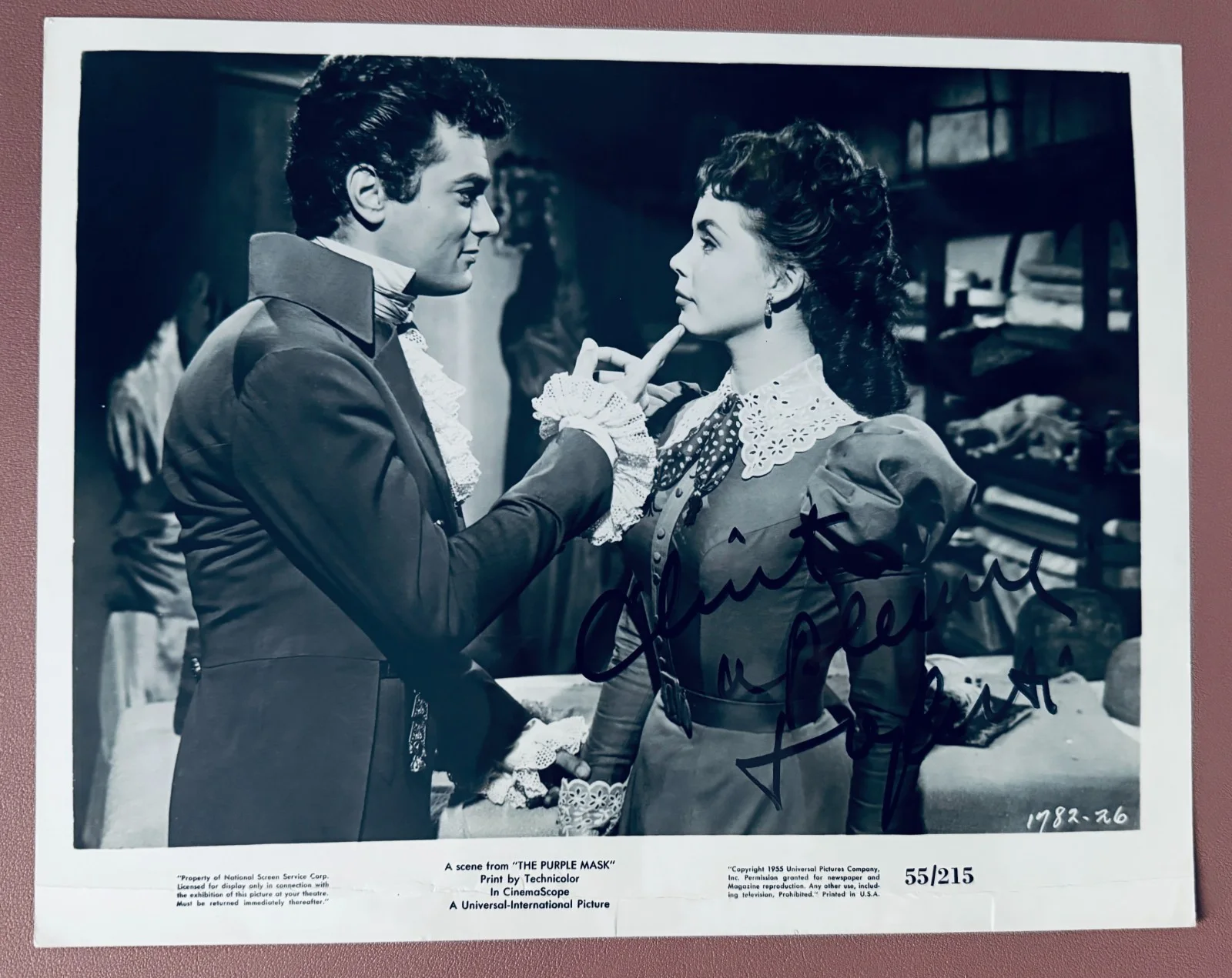 TONY CURTIS — Tony Curtis Signed•"The Purple Mask" 1955 B&W 8X10 B&W•Todd Mueller Autographs