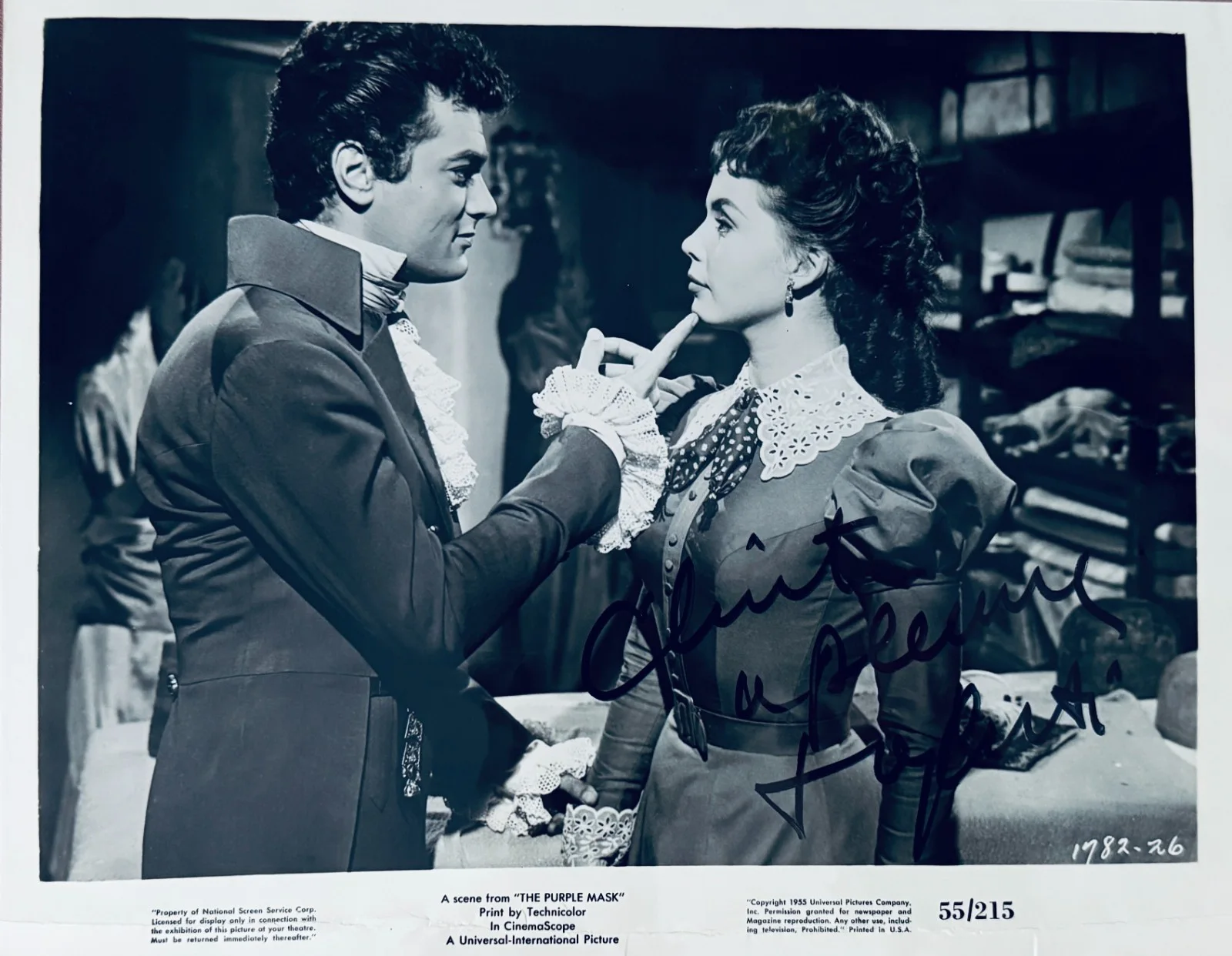 TONY CURTIS — Tony Curtis Signed•"The Purple Mask" 1955 B&W 8X10 B&W•Todd Mueller Autographs, изображение 3