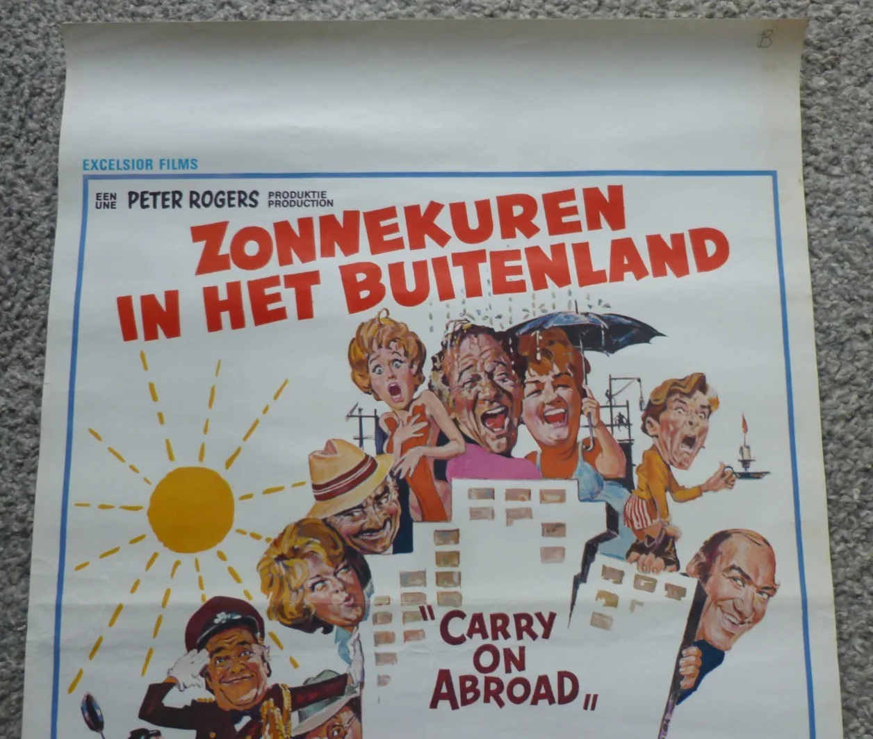 CARRY ON ABROAD Original Belgian Poster 14 x 21 In. Sid James Jacques Hawtrey, изображение 2