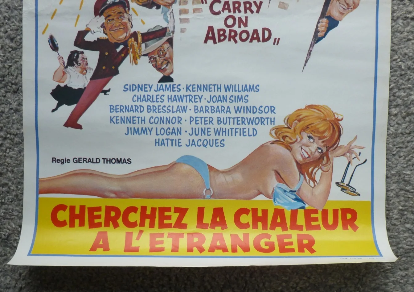 CARRY ON ABROAD Original Belgian Poster 14 x 21 In. Sid James Jacques Hawtrey, изображение 3