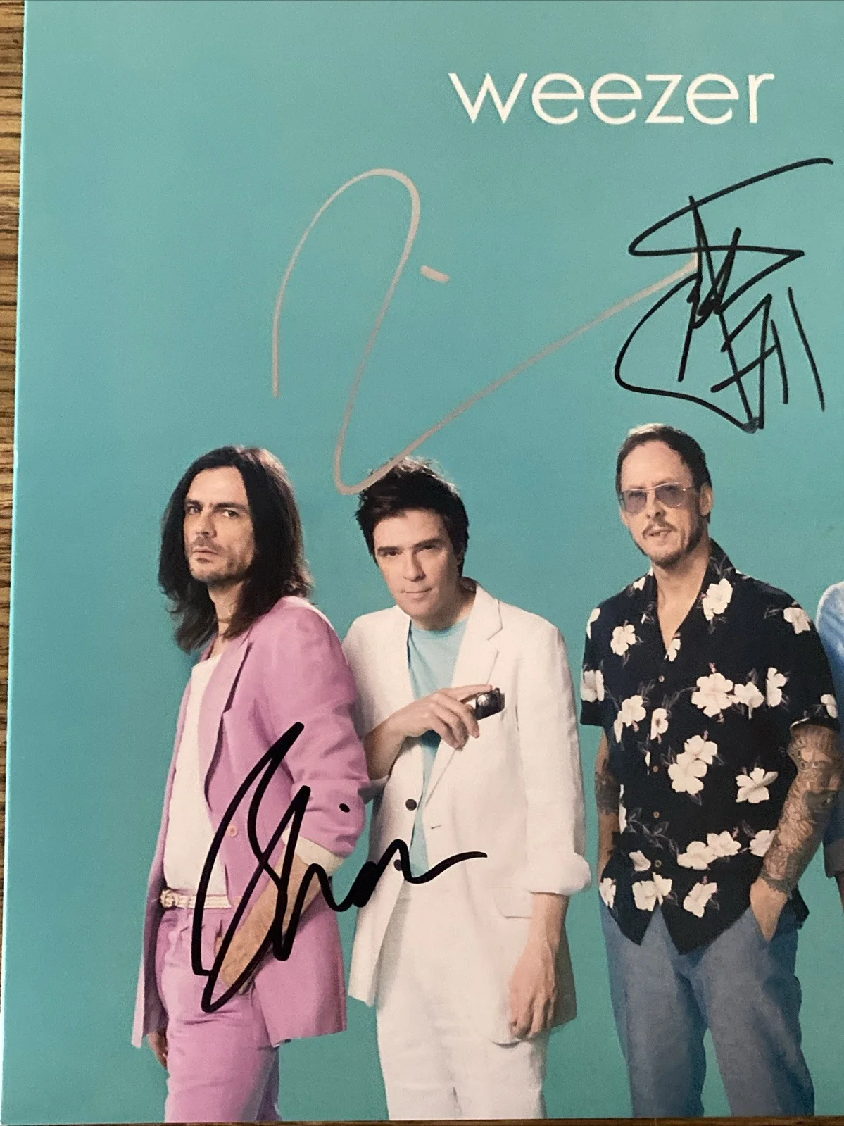 Weezer Full Band Autographed Vinyl ‘Teal Album’ Rivers Cuomo Brian, Pat & Scott, изображение 2