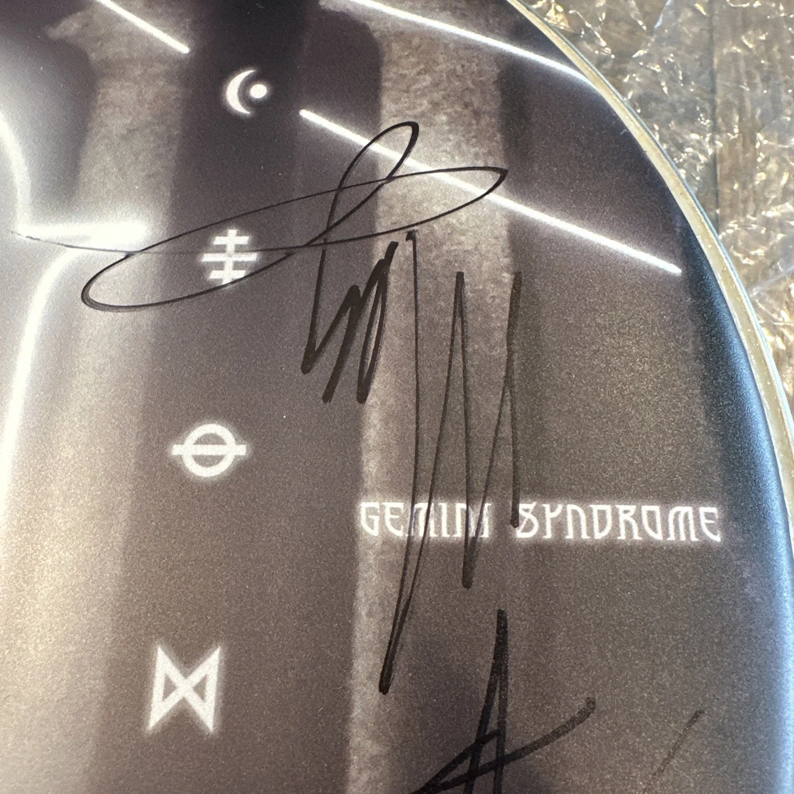 Gemini Syndrome Signed Evan’s 10” Drumhead 4 of 5 Band Members, изображение 3