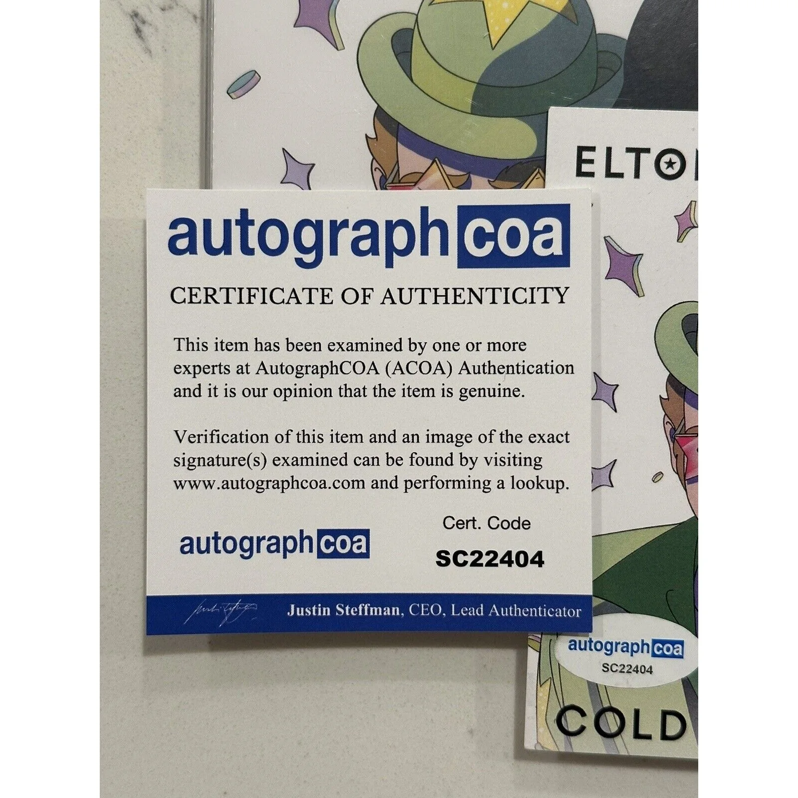 Elton John — ELTON JOHN Autographed Elton & Dua "Cold Heart Pnau Remix" CD Insert - ACOA COA, изображение 2