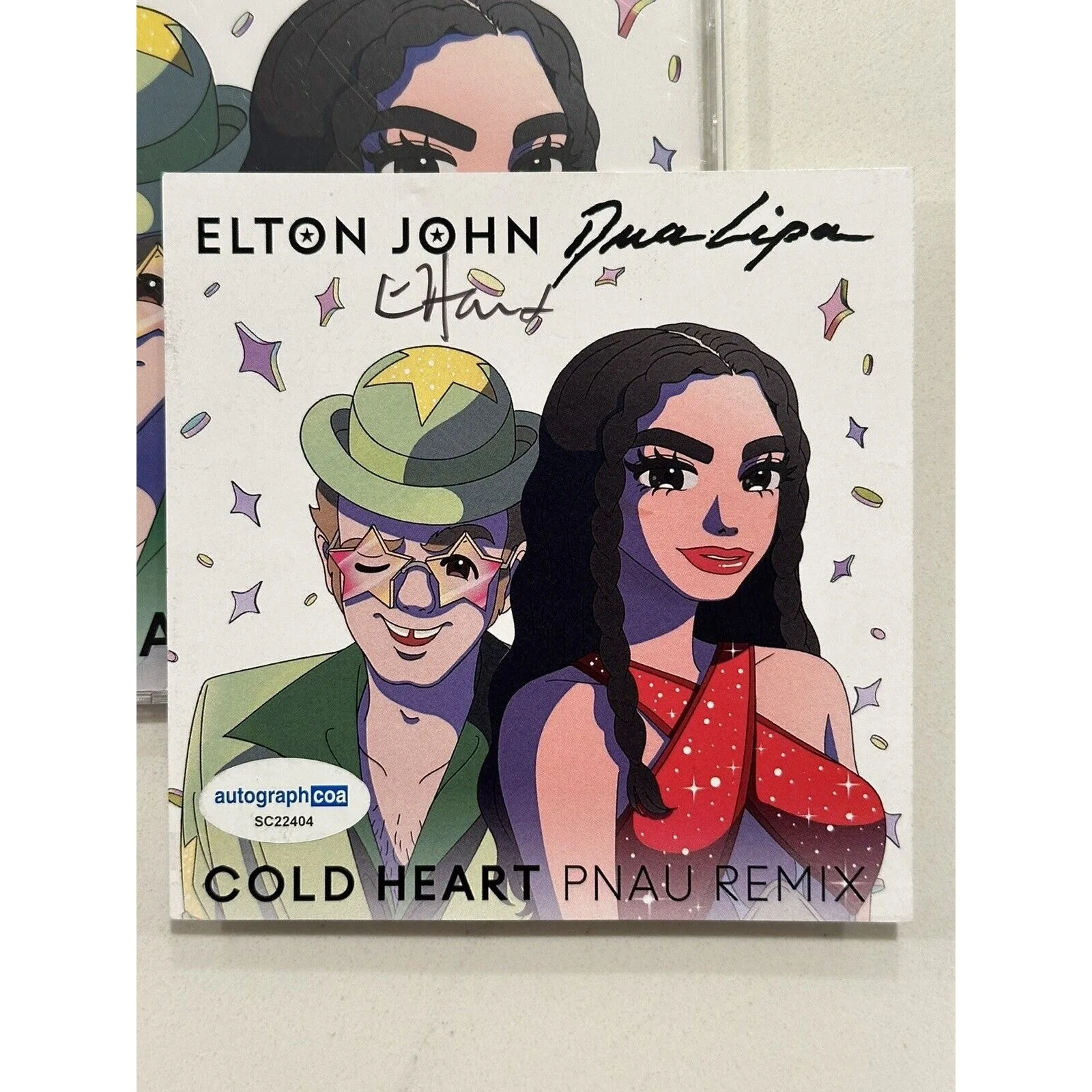Elton John — ELTON JOHN Autographed Elton & Dua "Cold Heart Pnau Remix" CD Insert - ACOA COA, изображение 3