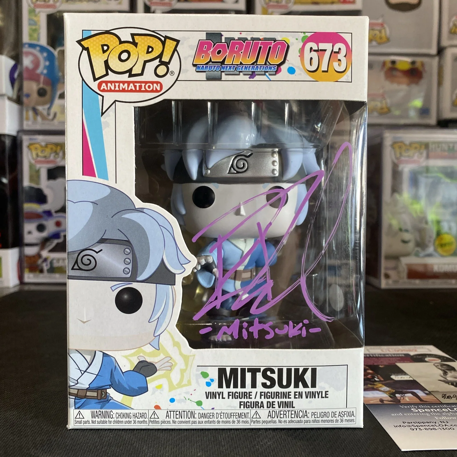 ROBBIE DAYMOND — ROBBIE DAYMOND SIGNED MITSUKI FUNKO 673 BORUTO ANIME AUTOGRAPH JSA COA, image 2