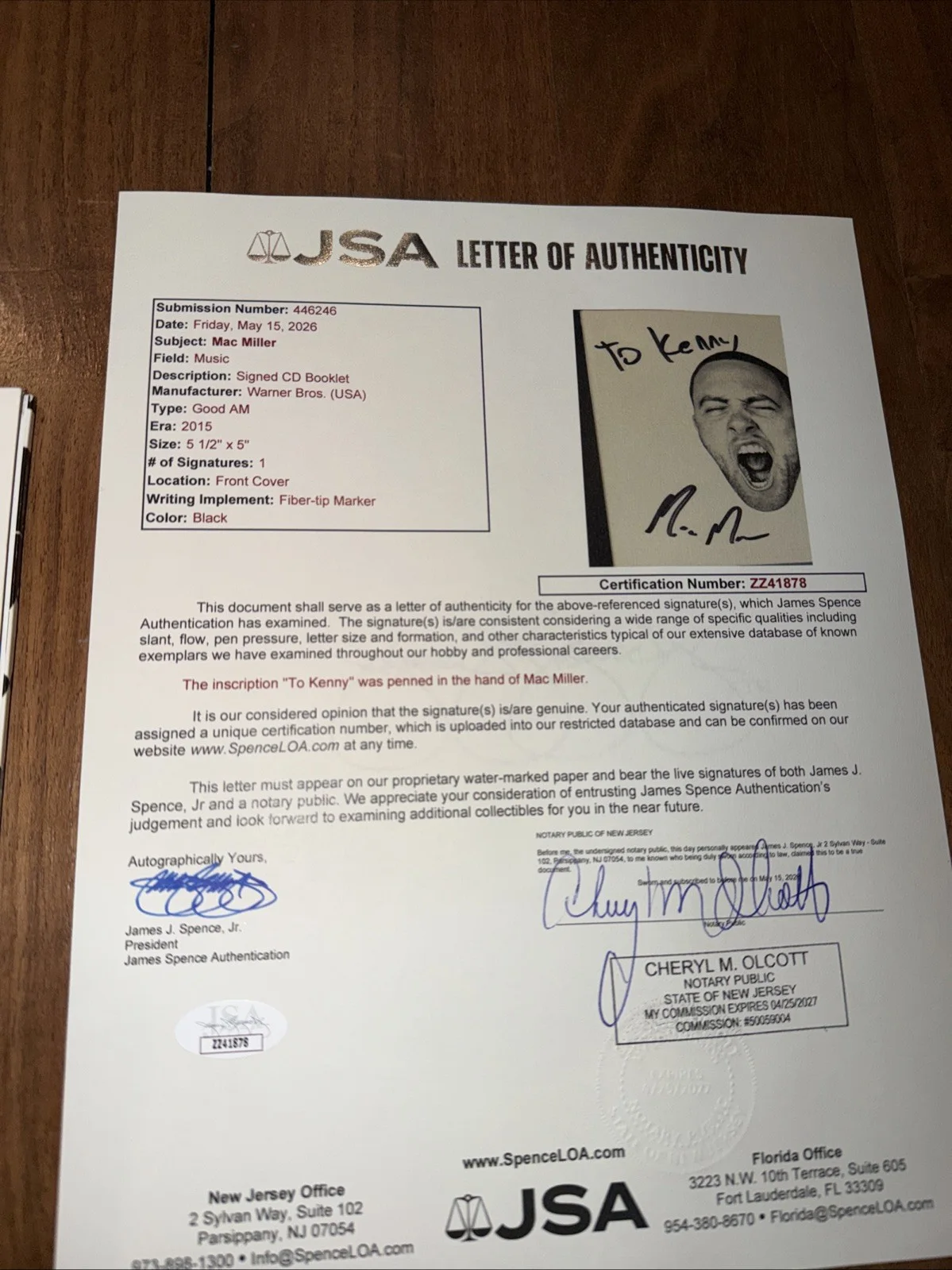 Mac Miller Signed Autographed CD GO:OD AM W/ JSA Letter, image 3