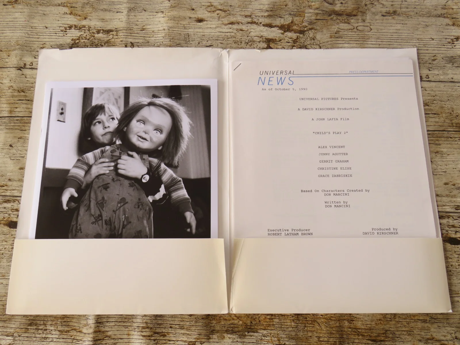 CHILDS PLAY 2 ORIGINAL 1990 CINEMA MOVIE FILM PRESS KIT Alex Vincent 8 PHOTOS, изображение 2