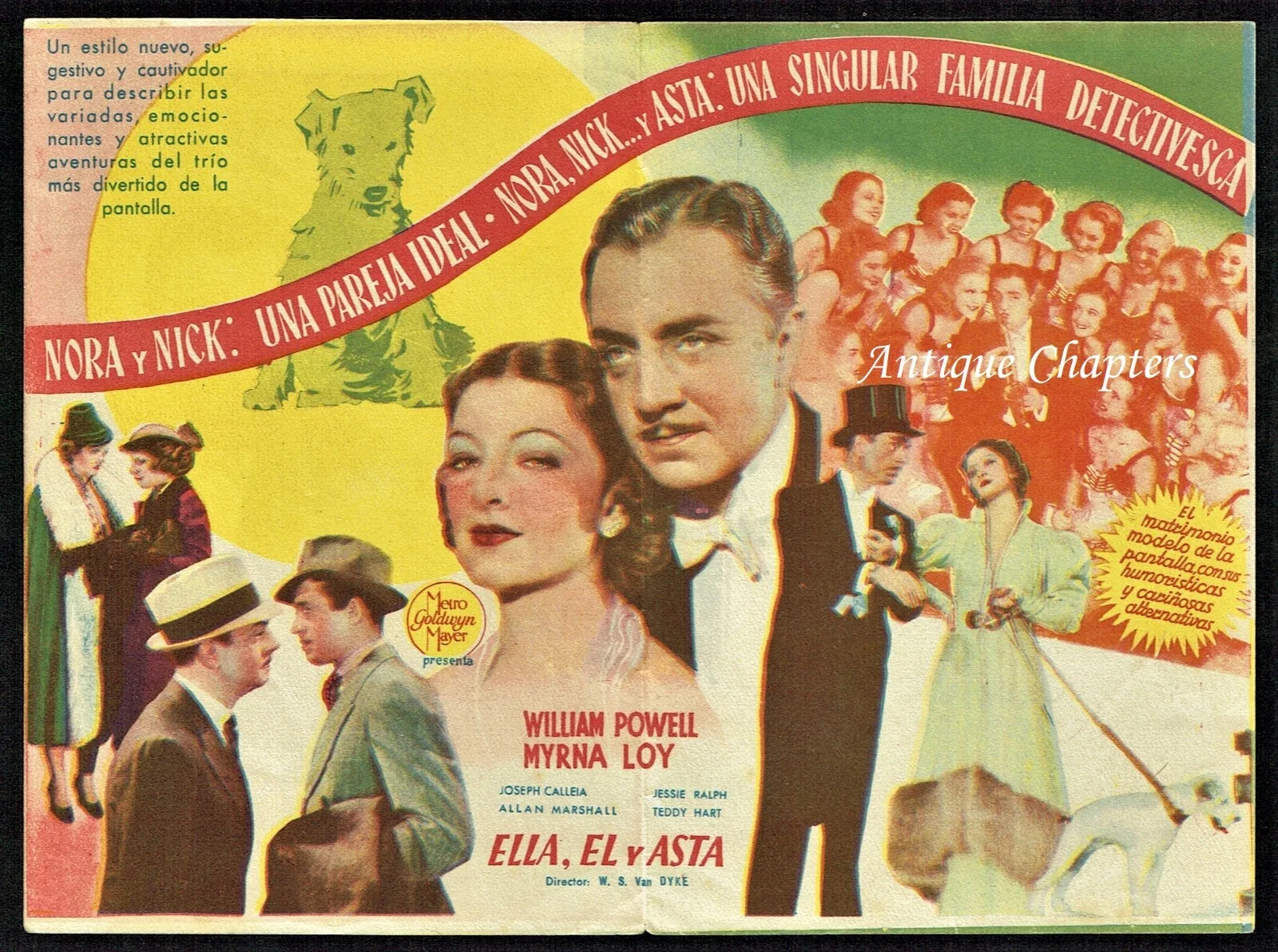 1936 Fold Out Movie Herald Myrna Loy William Powell Asta After The Thin Man O207, изображение 2