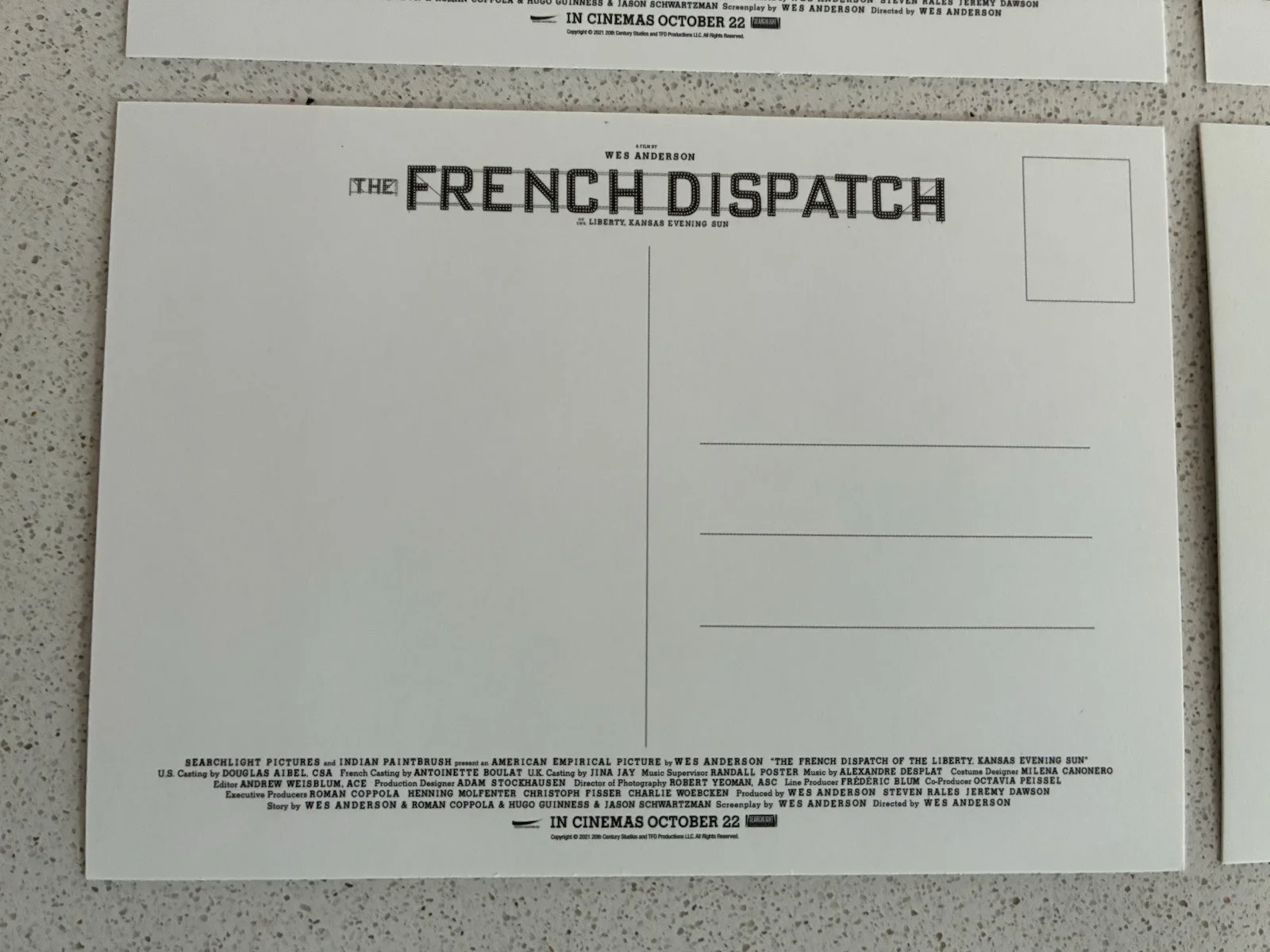 THE FRENCH DISPATCH - WES ANDERSON OFFICIAL POSTCARDS - SET OF 8 - BILL MURRAY, изображение 3