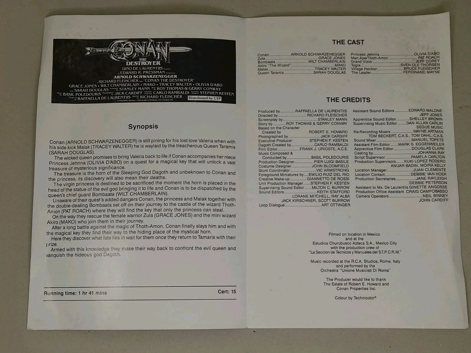 Conan The Destroyer 1984 Original UK Press Book Brochure Schwarzenegger UIP, изображение 2