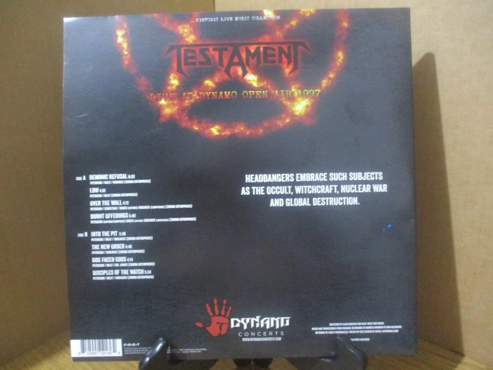 TESTAMENT AUTHENTIC AUTOGRAPHED/SIGNED LIVE AT DYNAMO OPEN AIR 1997 VINYL RECORD, image 4